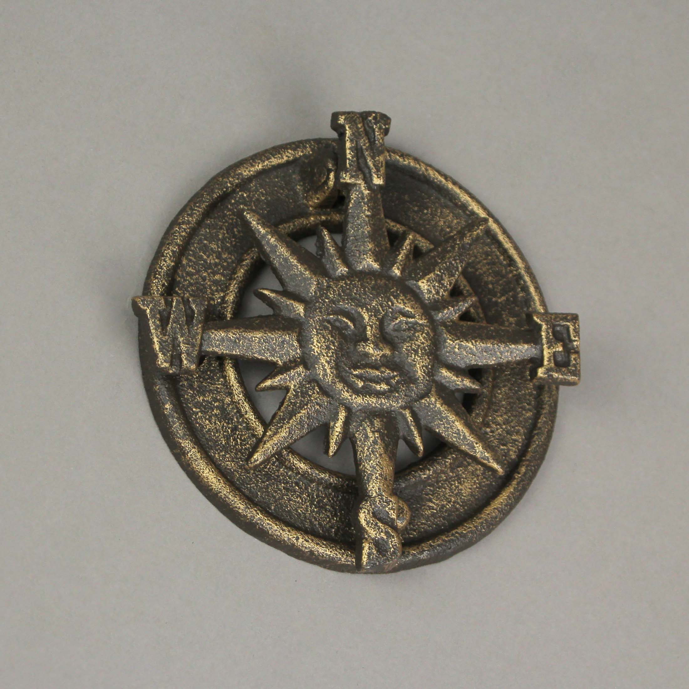 Bronze Cast Iron Decorative Sun Nautical Compass Rose Door Knocker Rustic Home Decor - Image 4