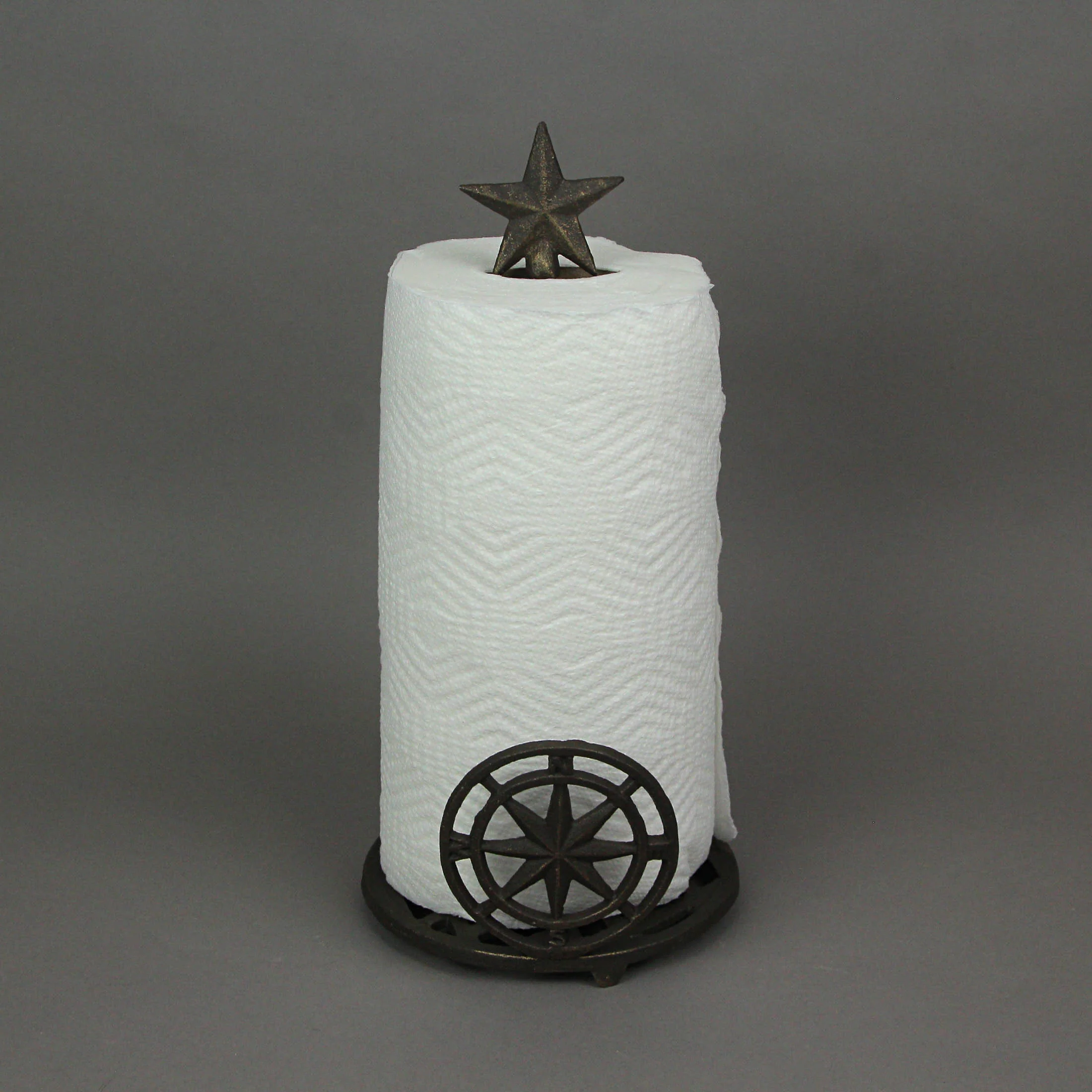 Cast Iron Compass Rose Countertop Paper Towel Holder Nautical Kitchen Decor - Image 4
