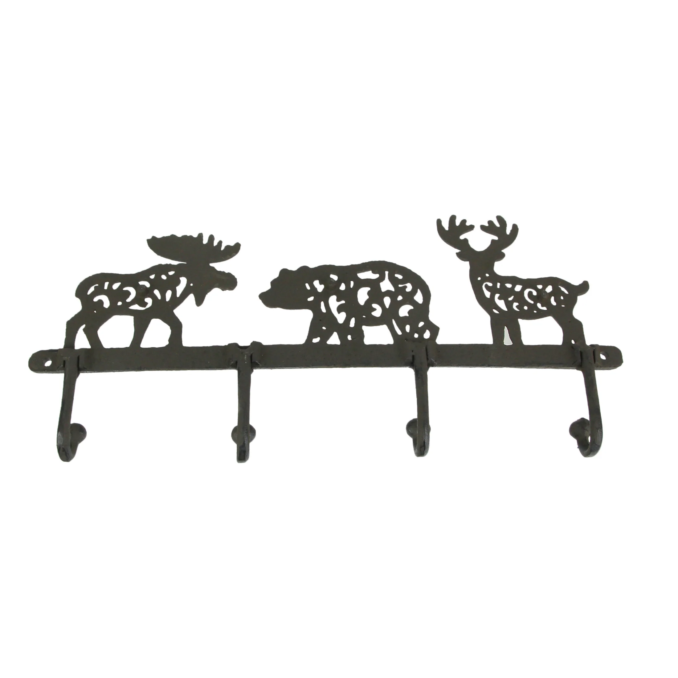 Cast Iron Moose Bear Deer Hook Rack Wall Mounted Coat Holder Cabin Home Decor - Image 3