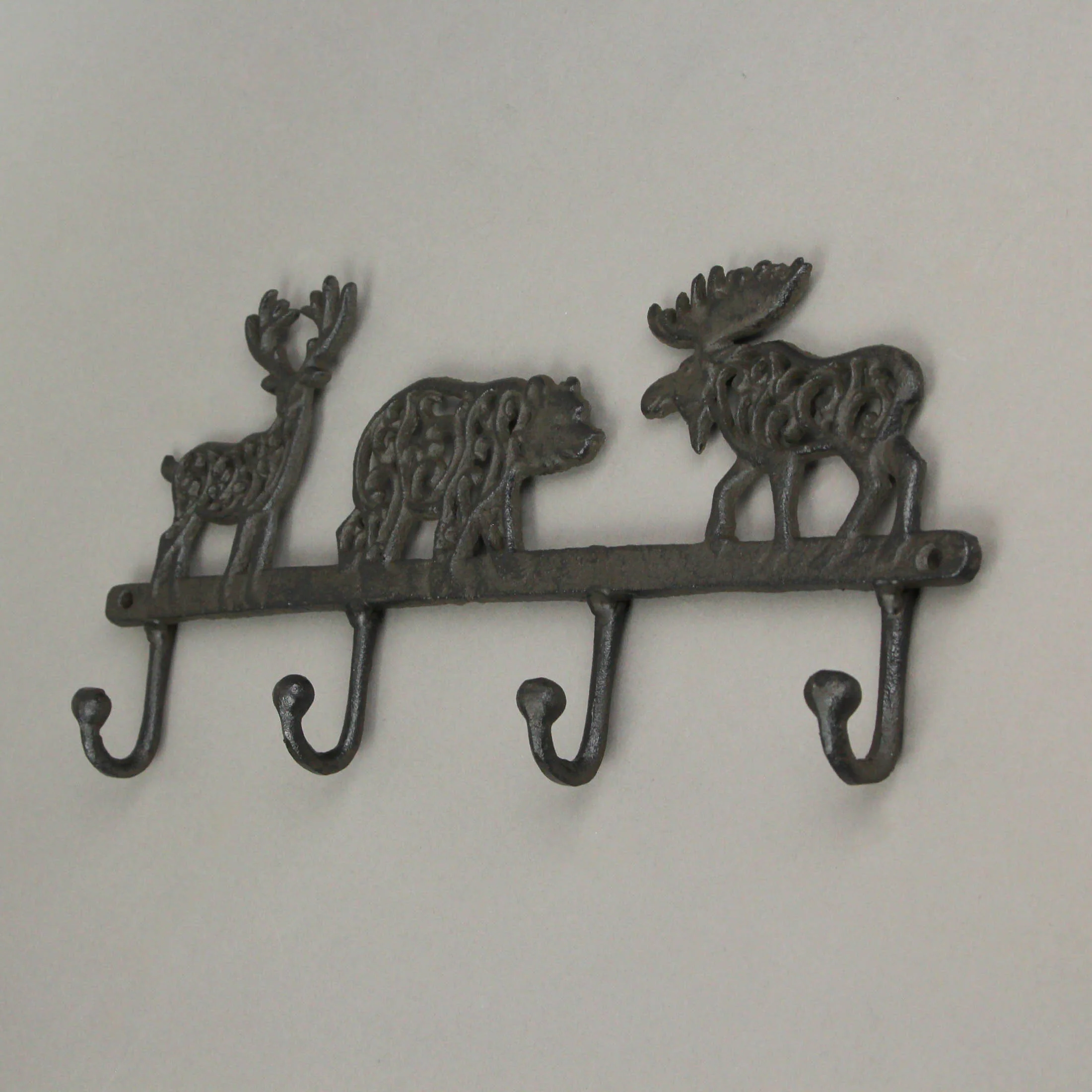 Cast Iron Moose Bear Deer Hook Rack Wall Mounted Coat Holder Cabin Home Decor - Image 5
