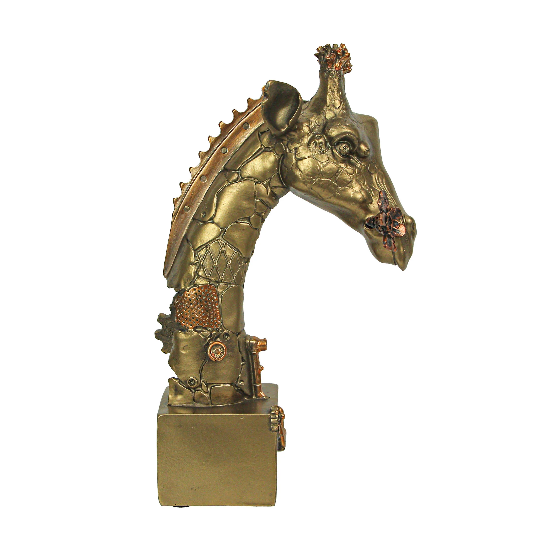 Resin Bronze Finish Steampunk Giraffe Sculpture Home Decor Statue Figurine Art - Image 3