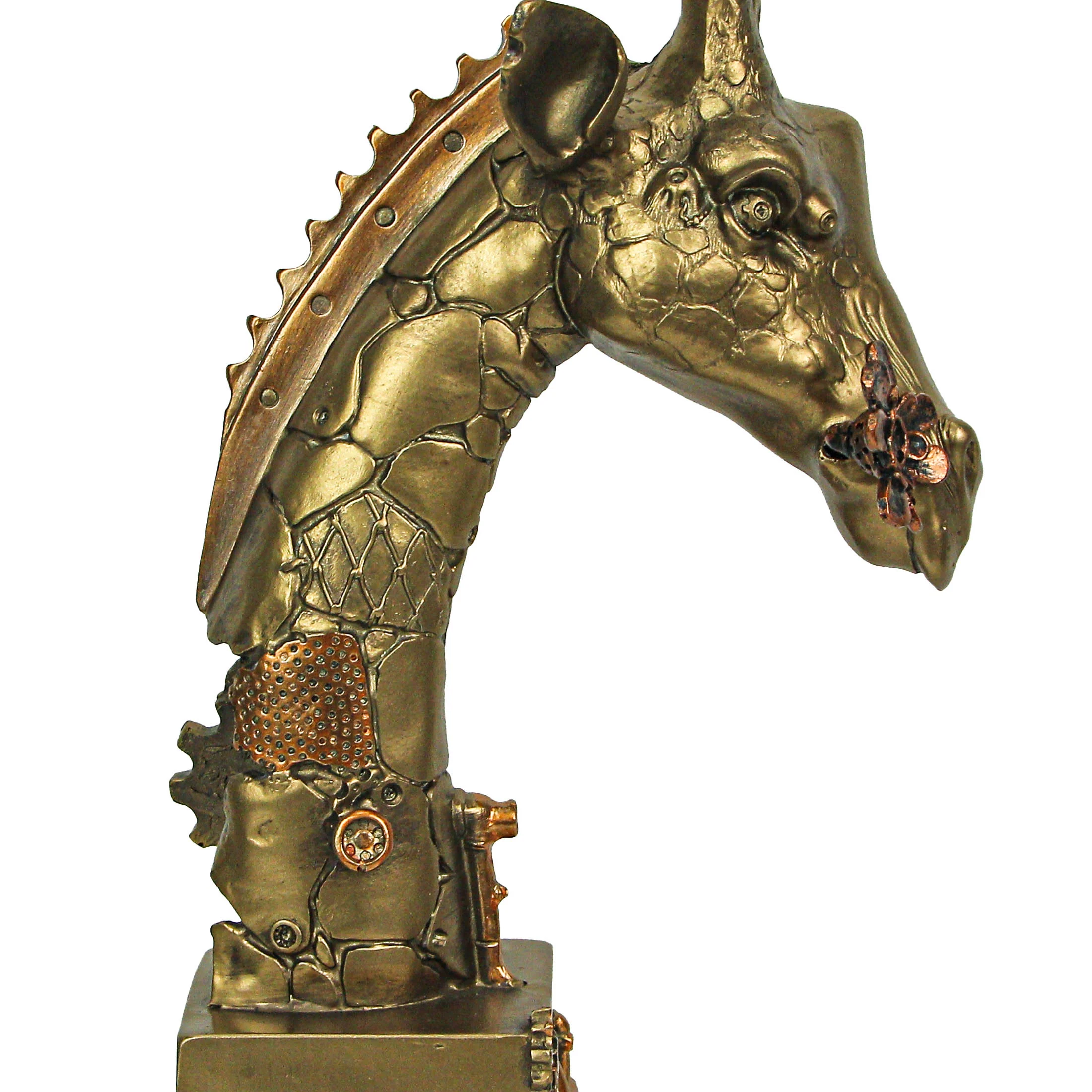 Resin Bronze Finish Steampunk Giraffe Sculpture Home Decor Statue Figurine Art - Image 4