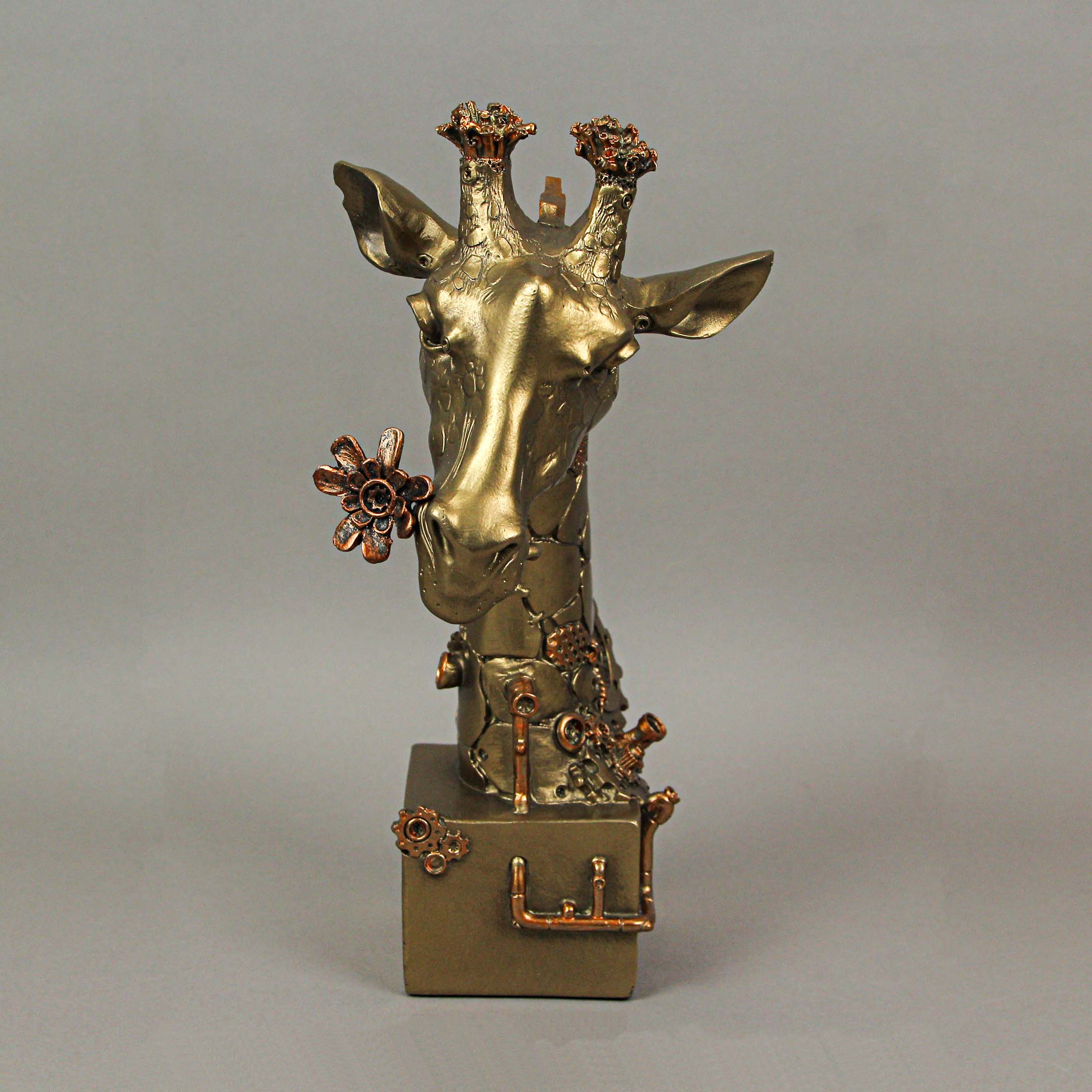 Resin Bronze Finish Steampunk Giraffe Sculpture Home Decor Statue Figurine Art - Image 7