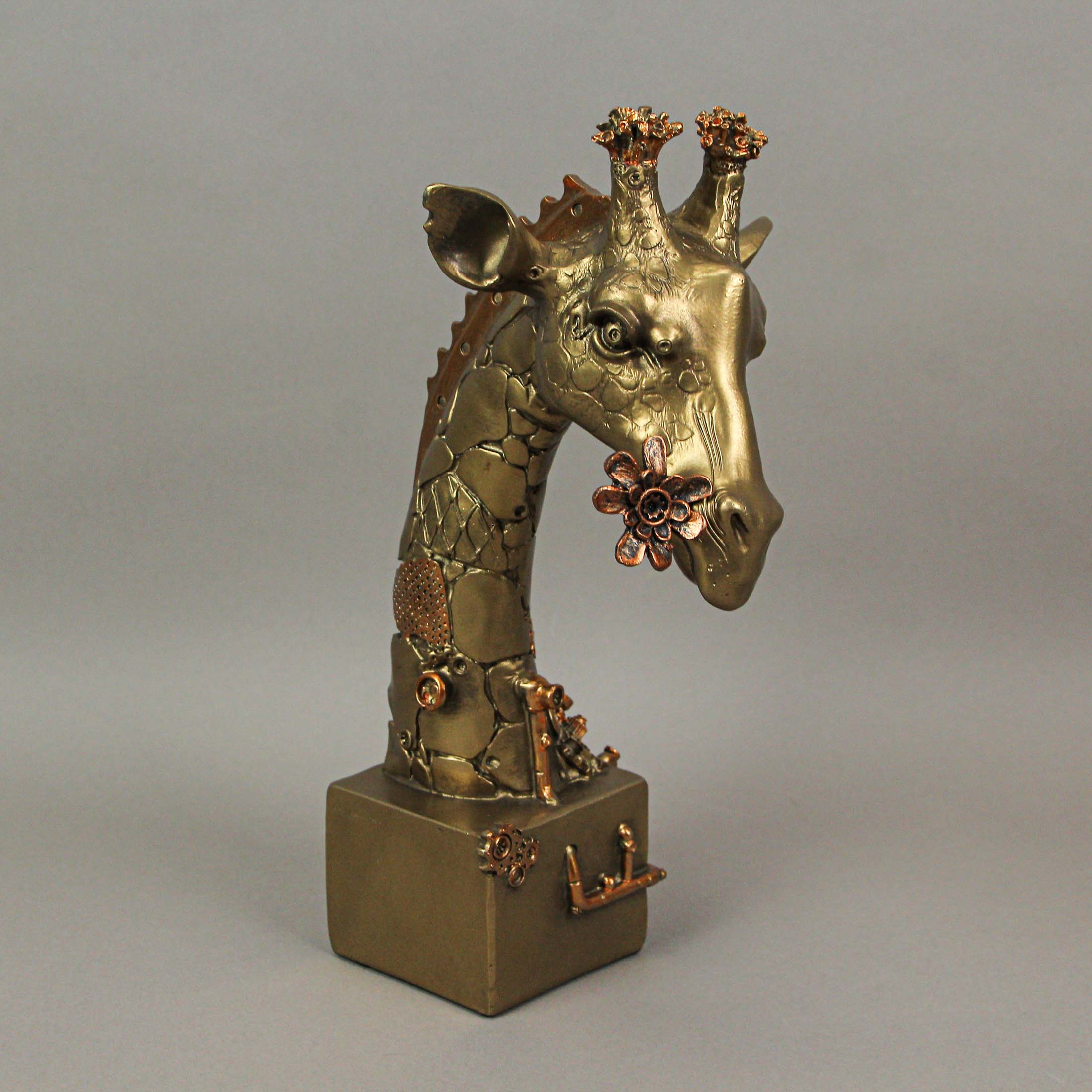 Resin Bronze Finish Steampunk Giraffe Sculpture Home Decor Statue Figurine Art - Image 8