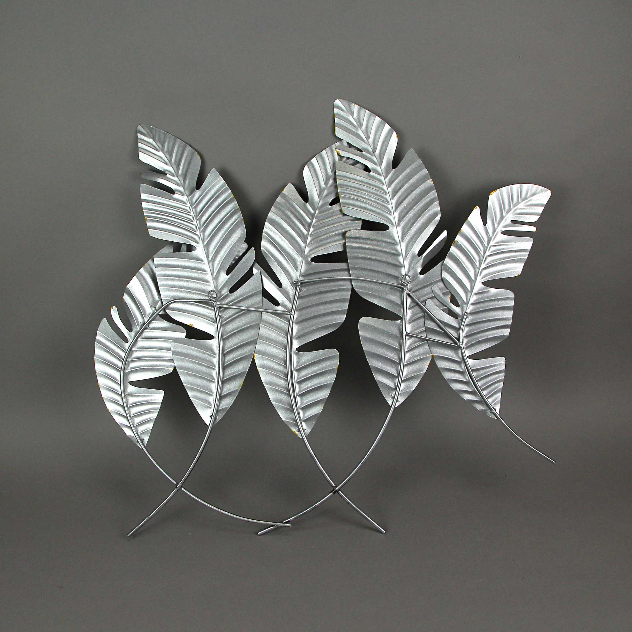 27 Inch Metal Tropical Leaf Hanging Wall Sculpture Coastal Plant Art Home Decor - Image 6