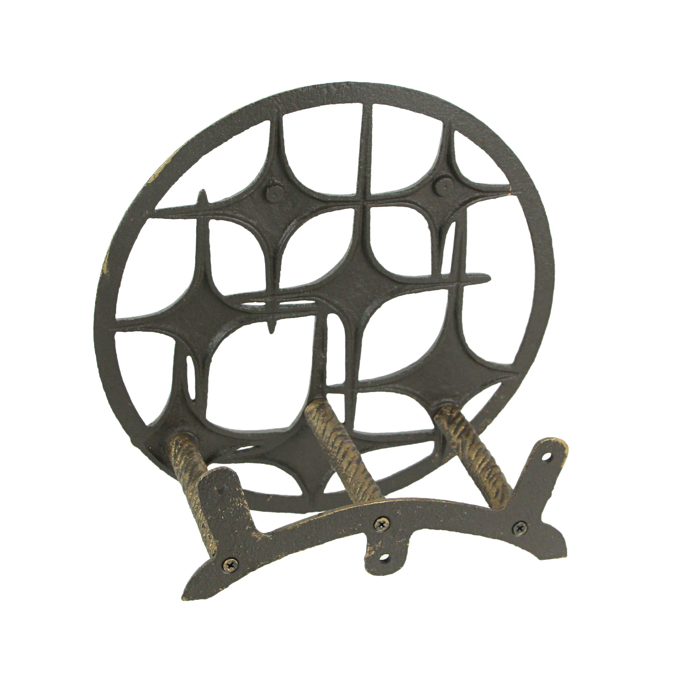 Cast Iron Mid Century Modern Stars Decorative Wall Mounted Garden Hose Holder - Image 3