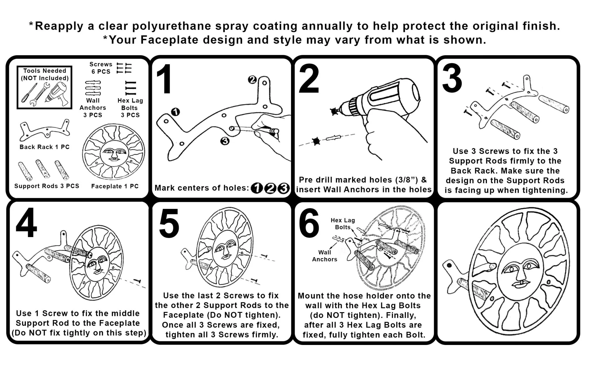 Tropical Leaf Hanging Cast Iron Decorative Wall Mounted Garden Hose Holder - Image 23