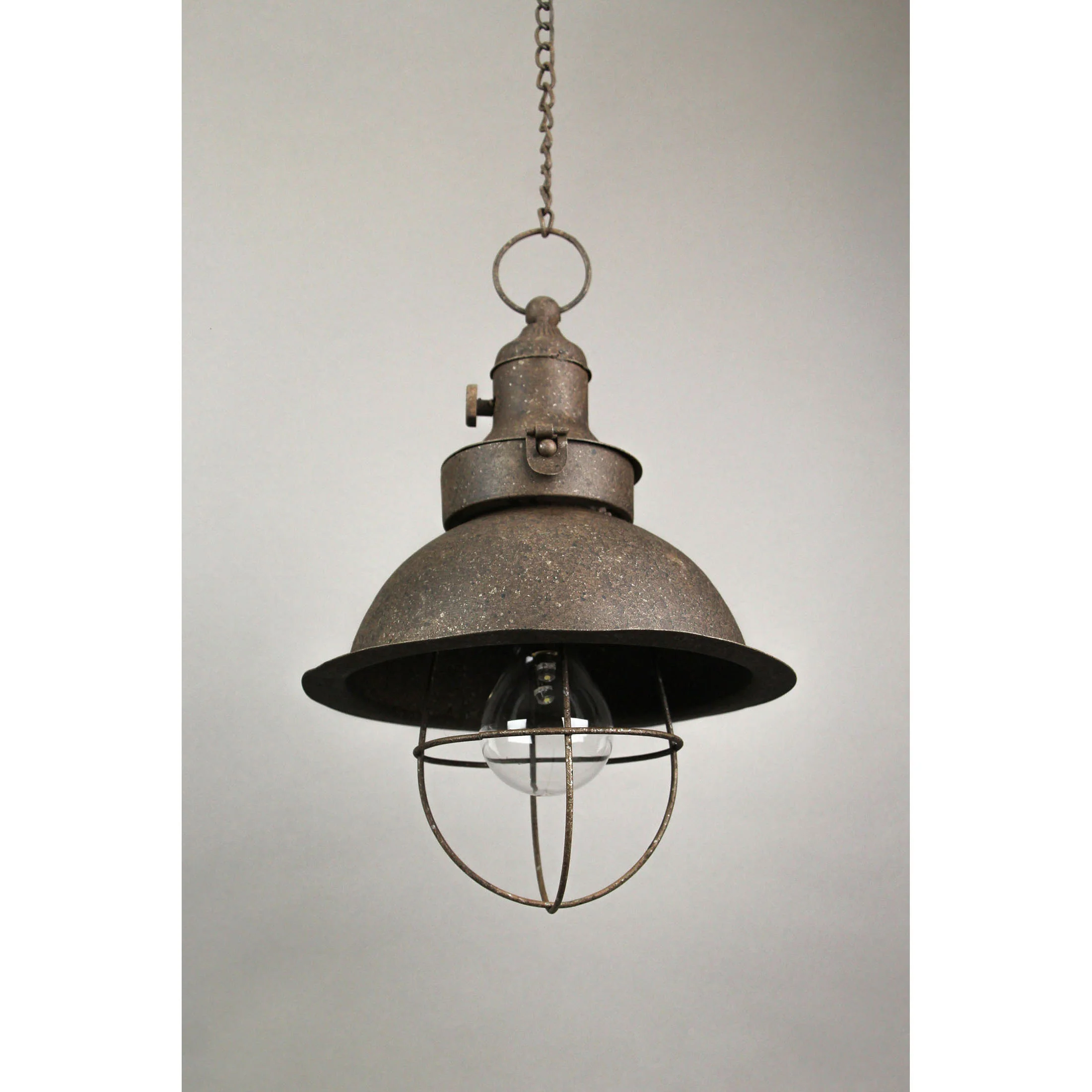 Set of 2 Antique Farmhouse LED Pendant Light Battery Operated with Timer Hanging Accent Lamp - 8.75 inches Diameter - Dark Brown Finish - Image 3