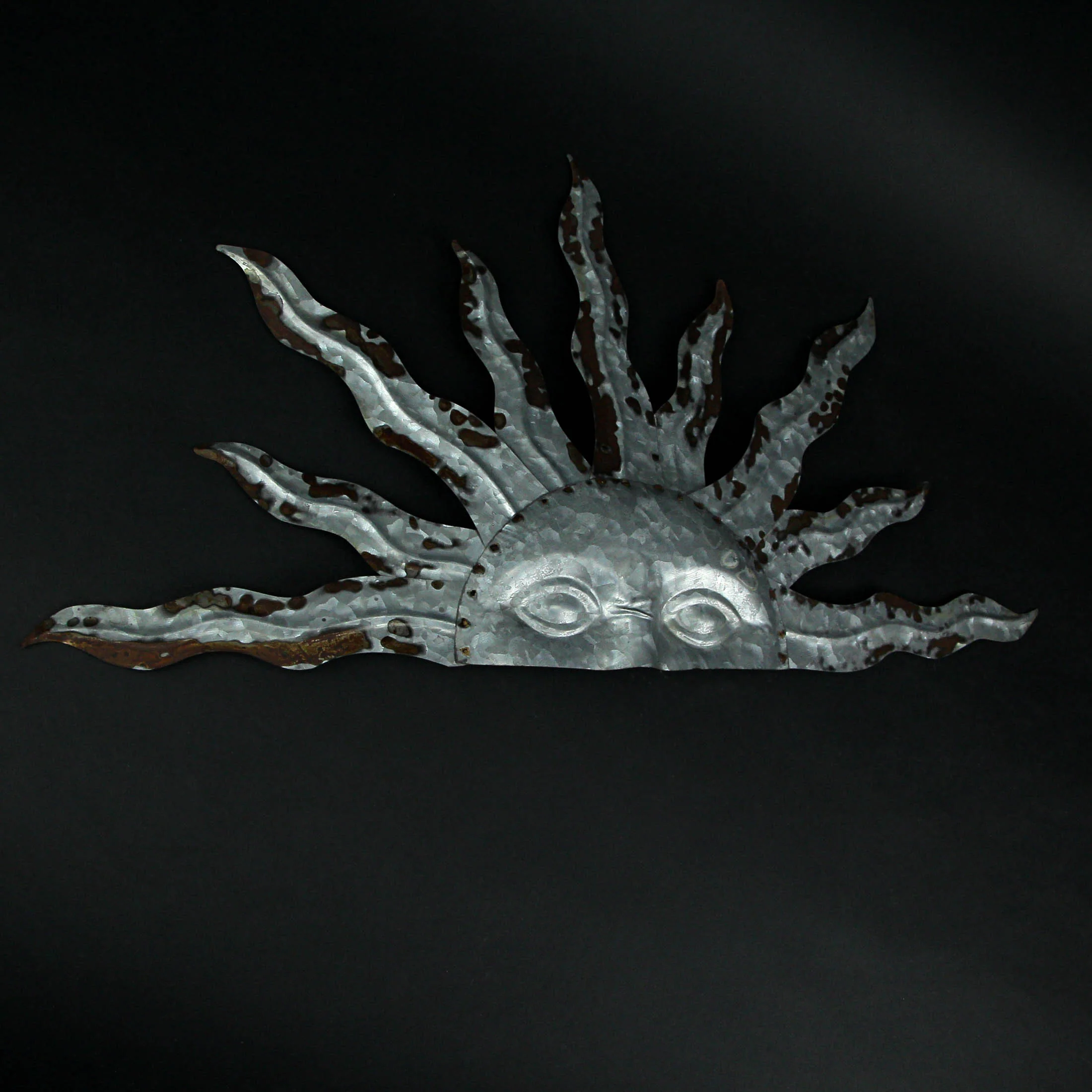 24 Inch Galvanized Metal Half Sun Face Wall Hanging Art Home Garden Decor Plaque - Image 4