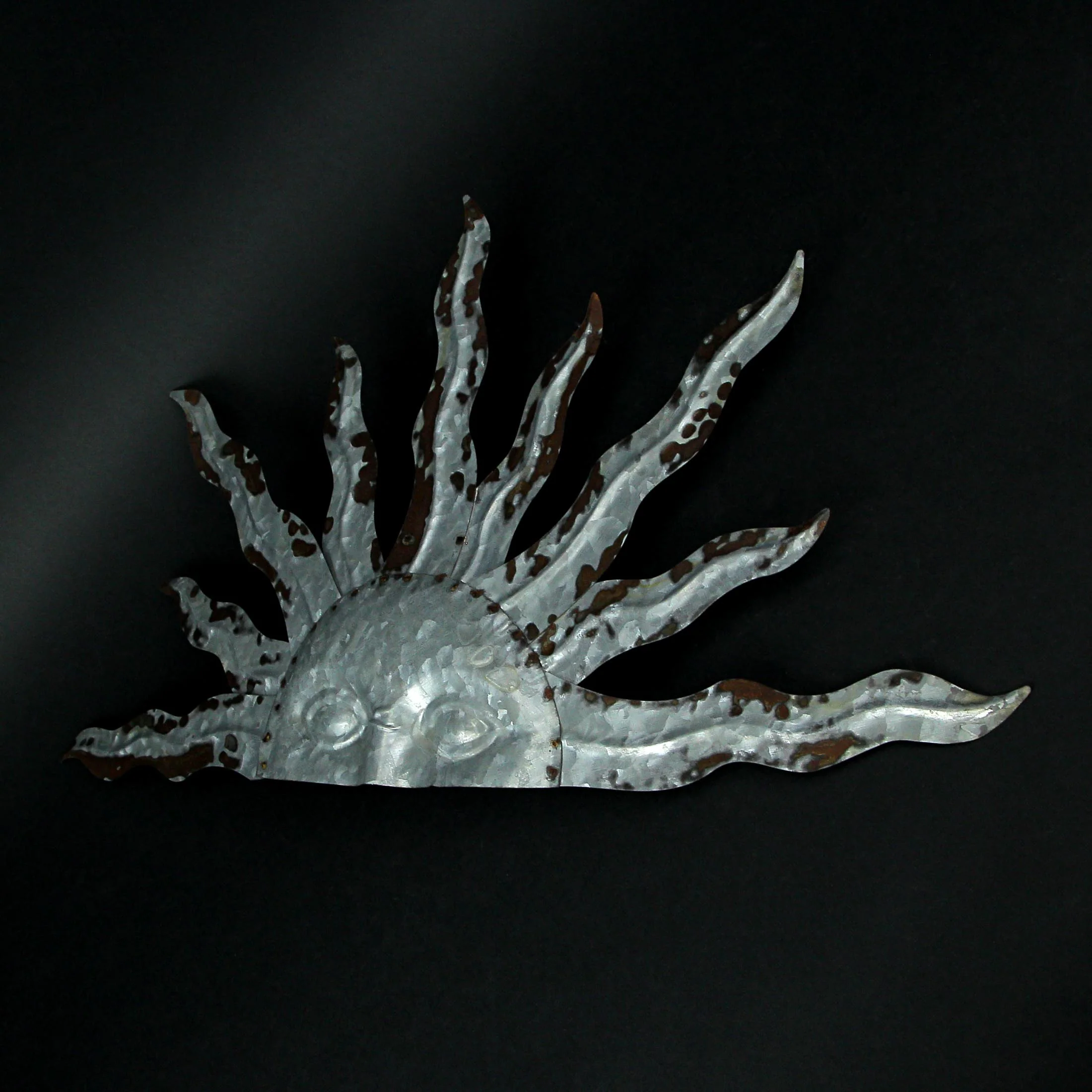 24 Inch Galvanized Metal Half Sun Face Wall Hanging Art Home Garden Decor Plaque - Image 5