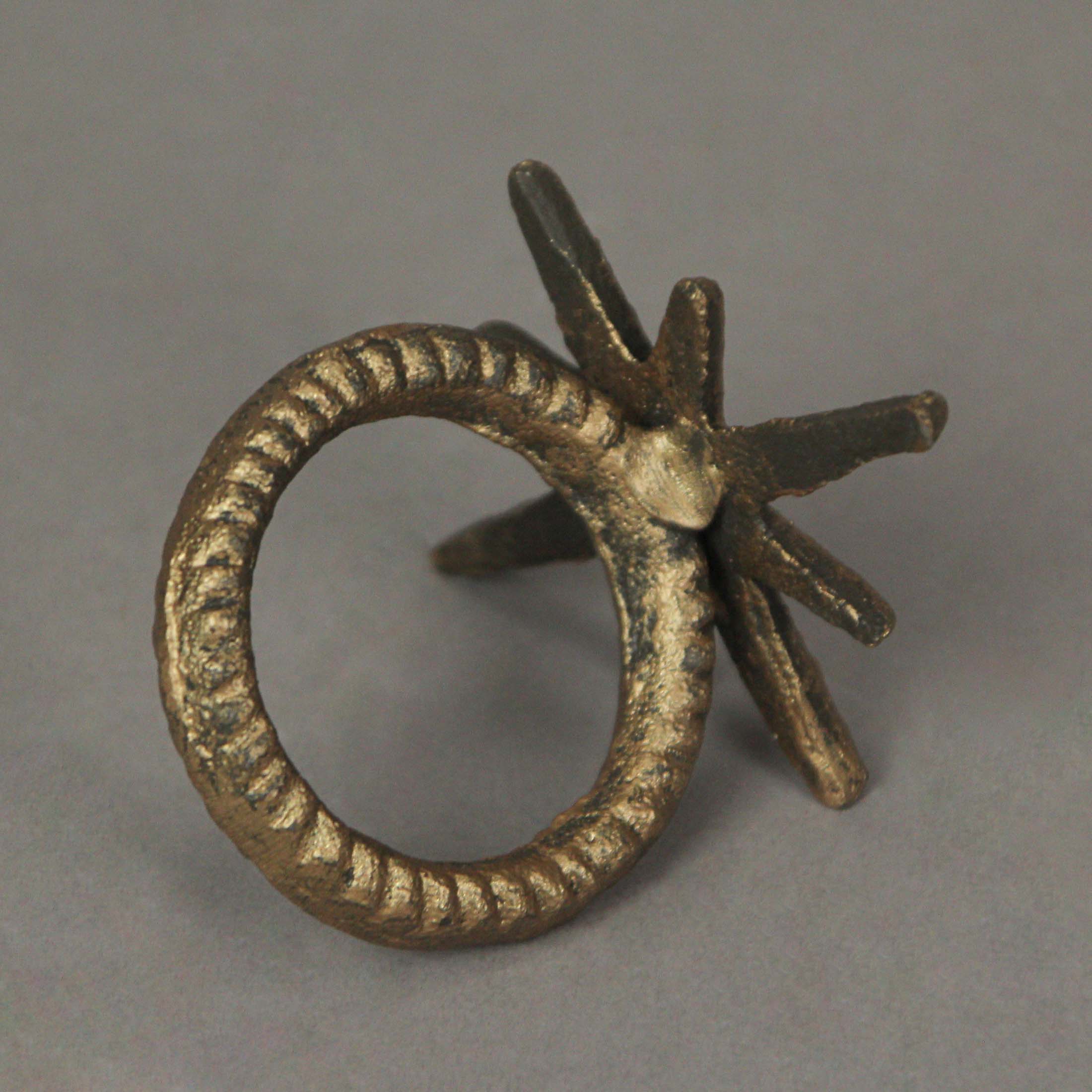 Set of 6 Gold Cast Iron Mid Century Modern Starburst Napkin Rings Dining Decor - Image 3