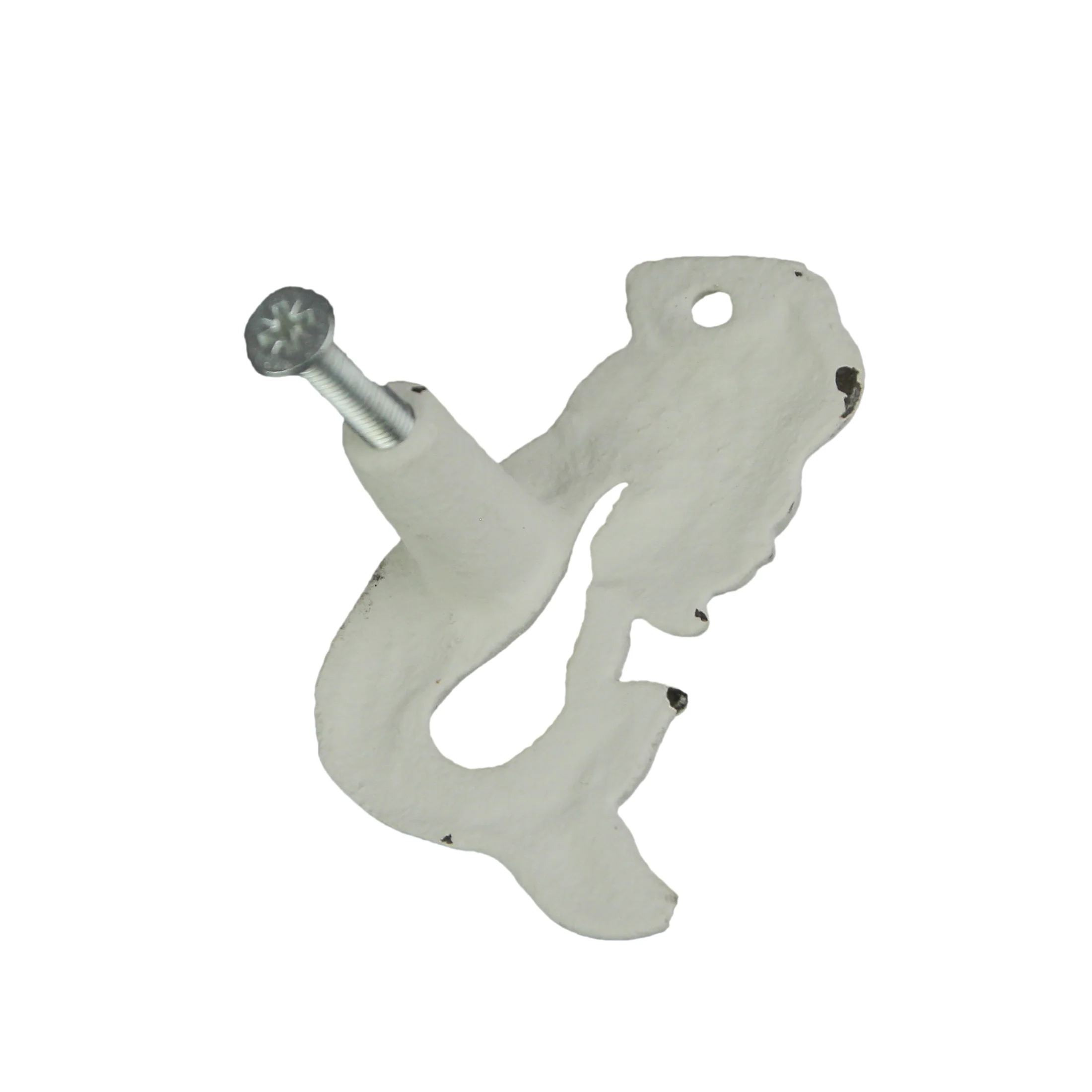 Set of 6 White Painted Cast Iron Mermaid Drawer Pull Cabinet Knob Rustic Furniture Decor - Image 10