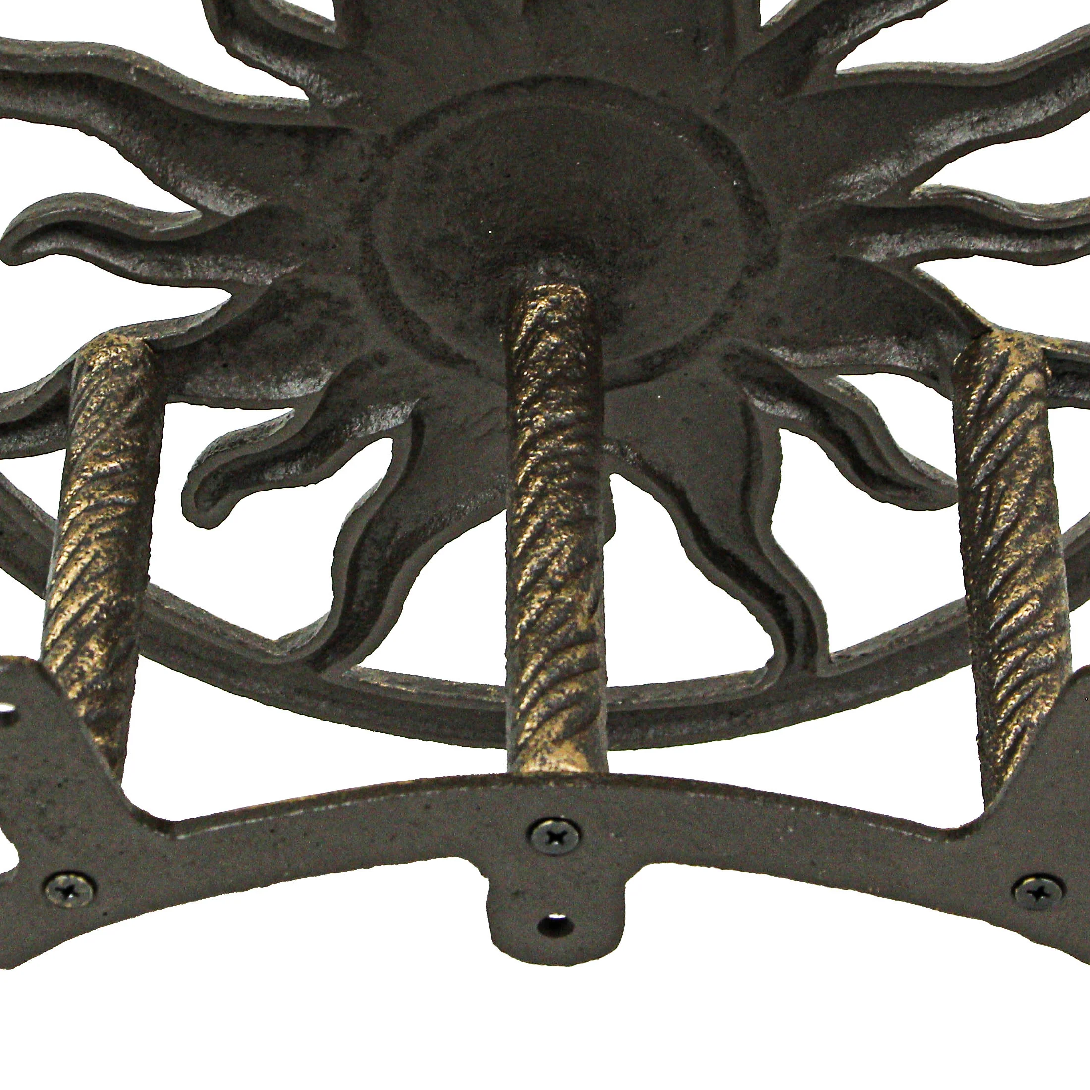 Bronze Finish Cast Iron Sun Wall Mounted Hanging Garden Hose Holder Celestial Outdoor Decor - Image 6