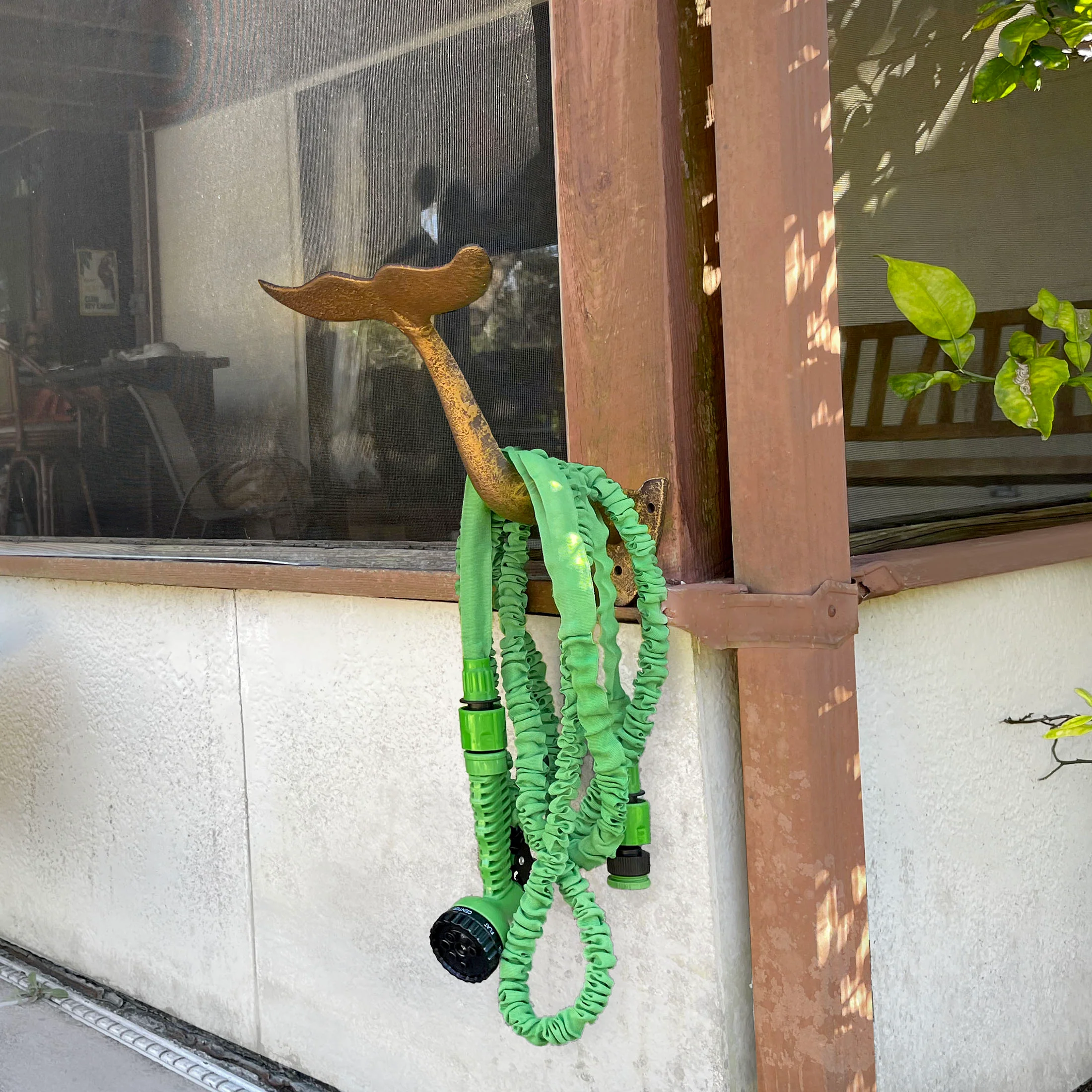 Bronze Finish Cast Iron Whale Tail Decorative Garden Hose Wall Hook Home Storage - Image 4