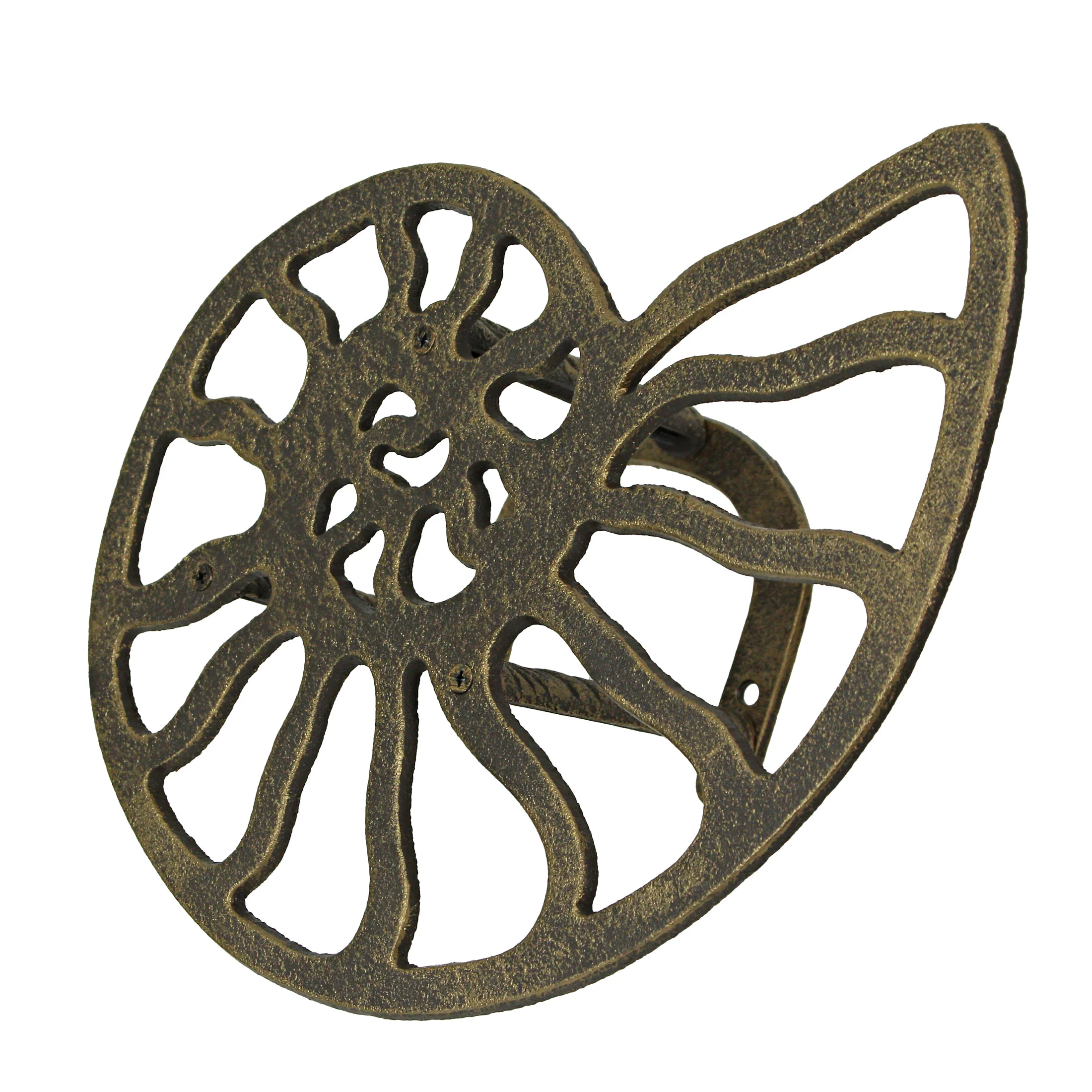 Bronze Cast Iron Nautilus Decorative Garden Hose Holder Wall Mount Storage Hanger - Image 3