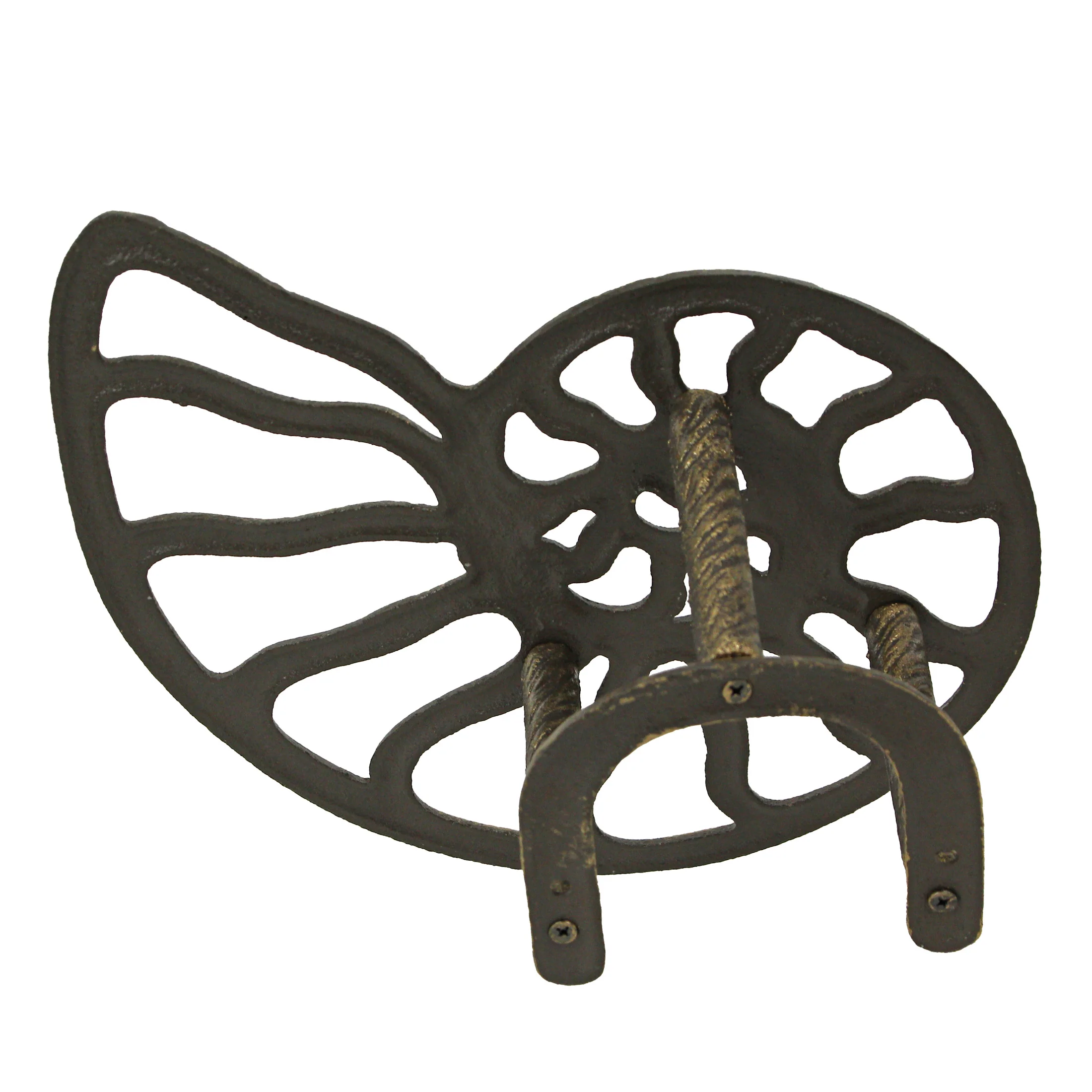 Bronze Cast Iron Nautilus Decorative Garden Hose Holder Wall Mount Storage Hanger - Image 6