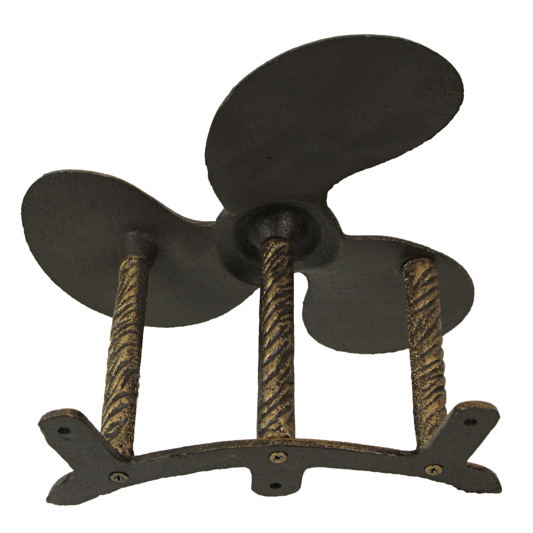 Bronze Cast Iron Boat Propeller Wall Mounted Decorative Garden Hose Holder Decor - Image 3