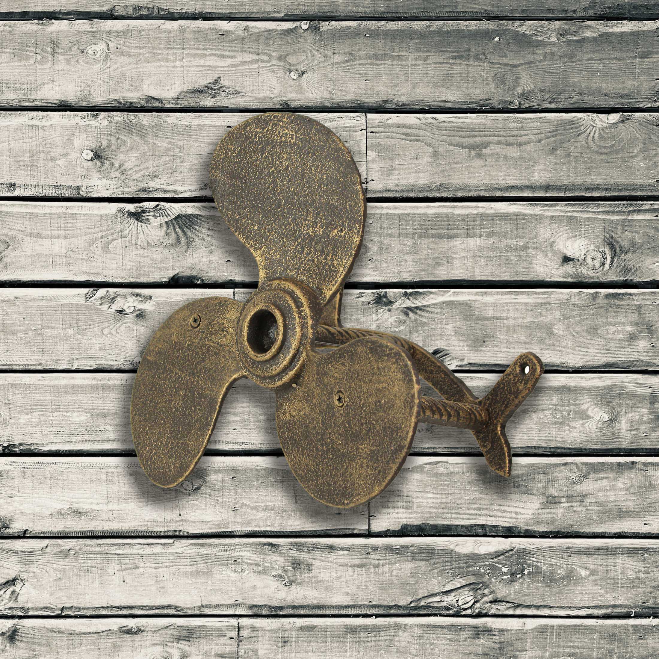 Bronze Cast Iron Boat Propeller Wall Mounted Decorative Garden Hose Holder Decor - Image 4