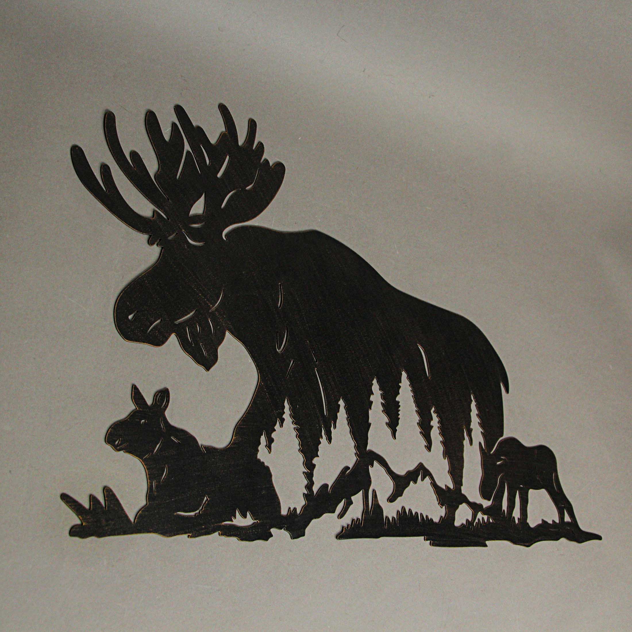 Black Laser Cut Metal Moose Family Wall Decor Rustic Cabin Home Decor Art Plaque - Image 10