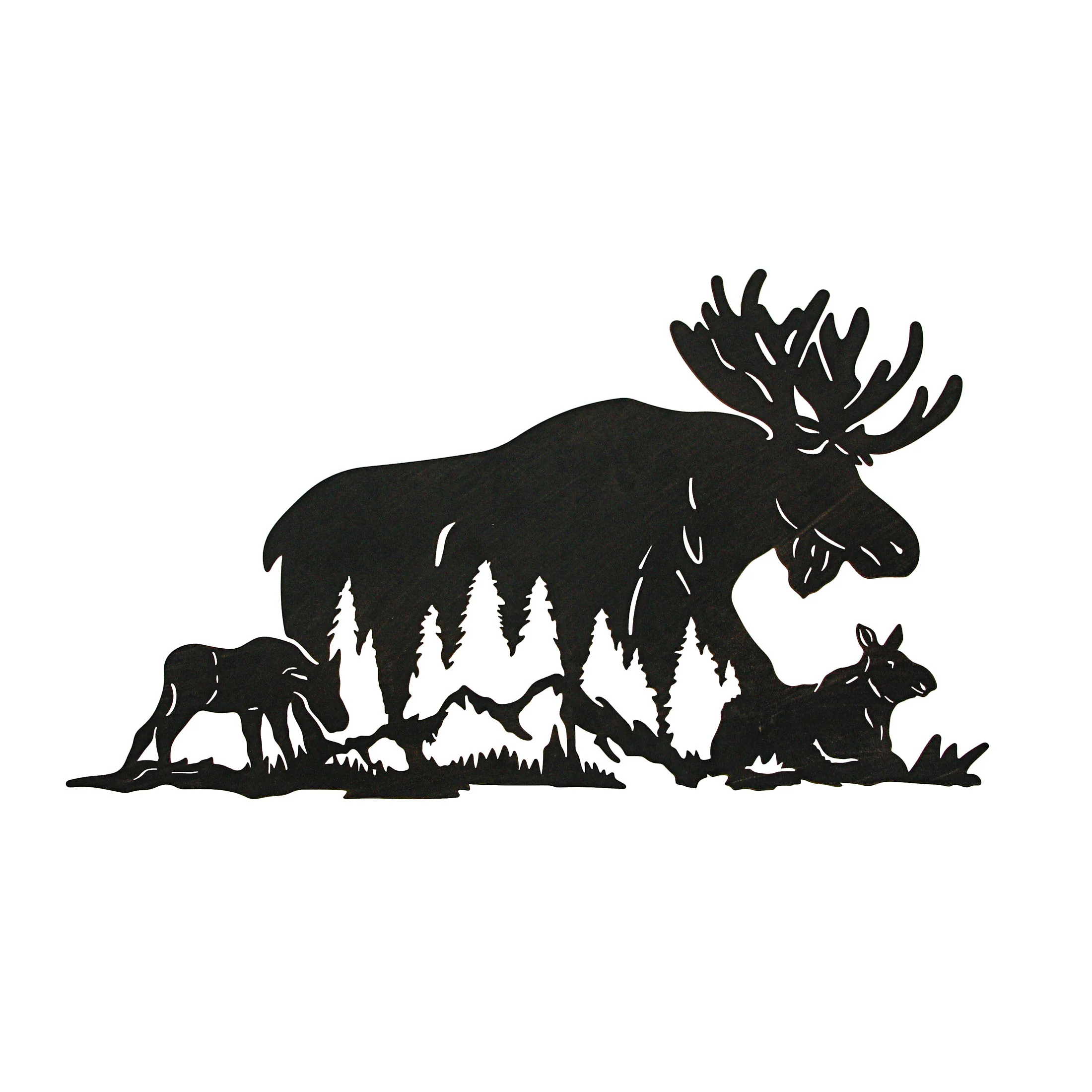 Black Laser Cut Metal Moose Family Wall Decor Rustic Cabin Home Decor Art Plaque - Image 3