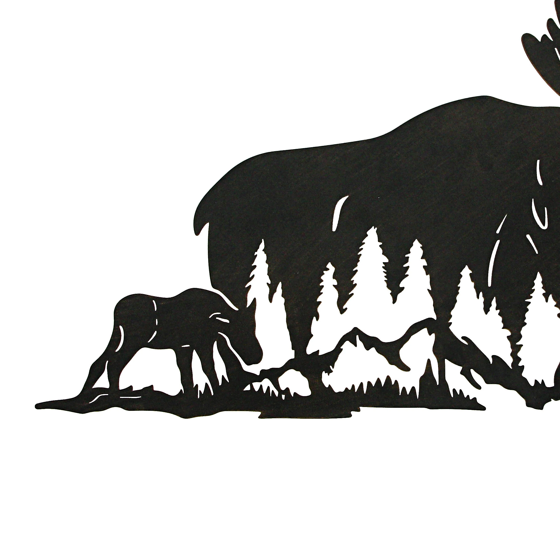 Black Laser Cut Metal Moose Family Wall Decor Rustic Cabin Home Decor Art Plaque - Image 6