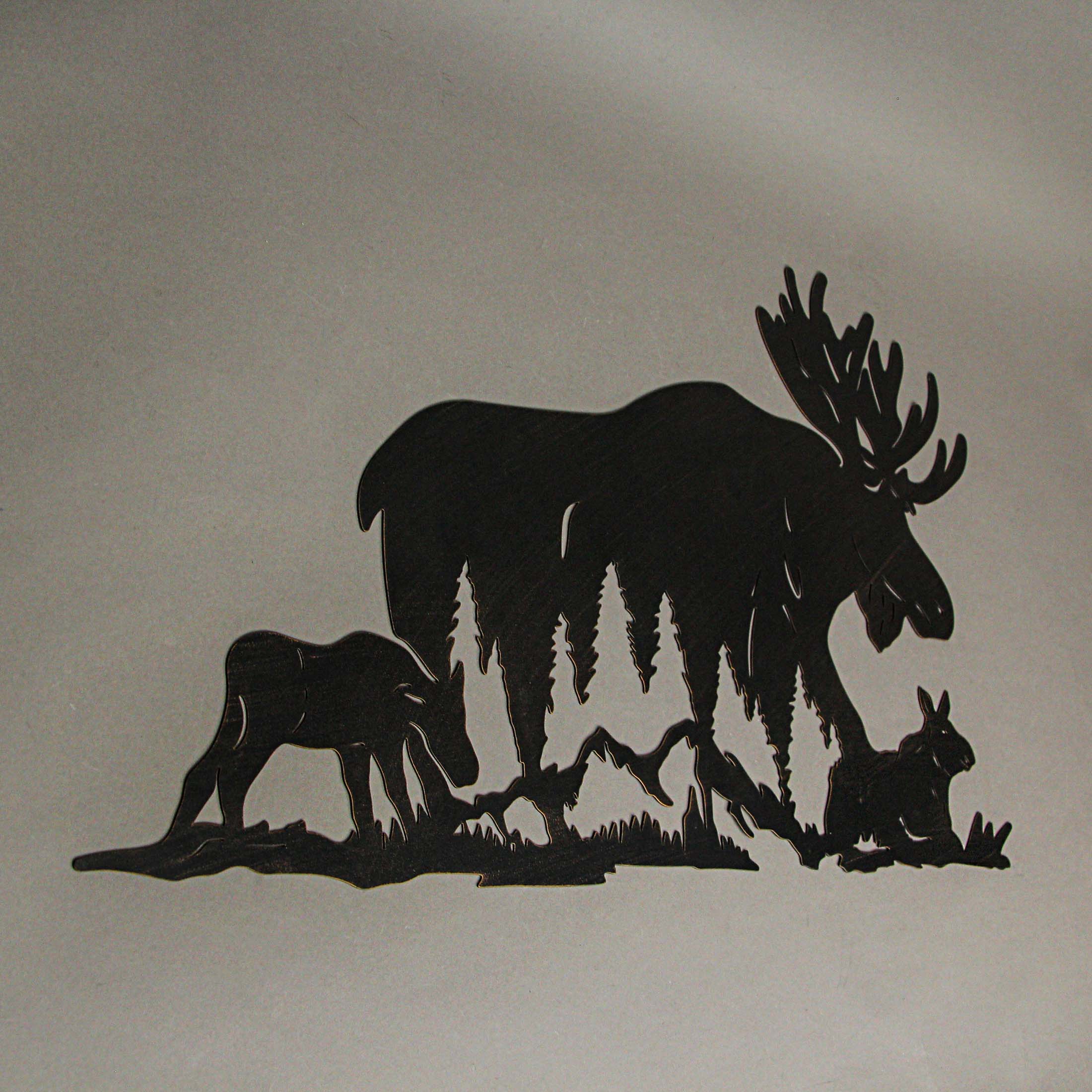 Black Laser Cut Metal Moose Family Wall Decor Rustic Cabin Home Decor Art Plaque - Image 9