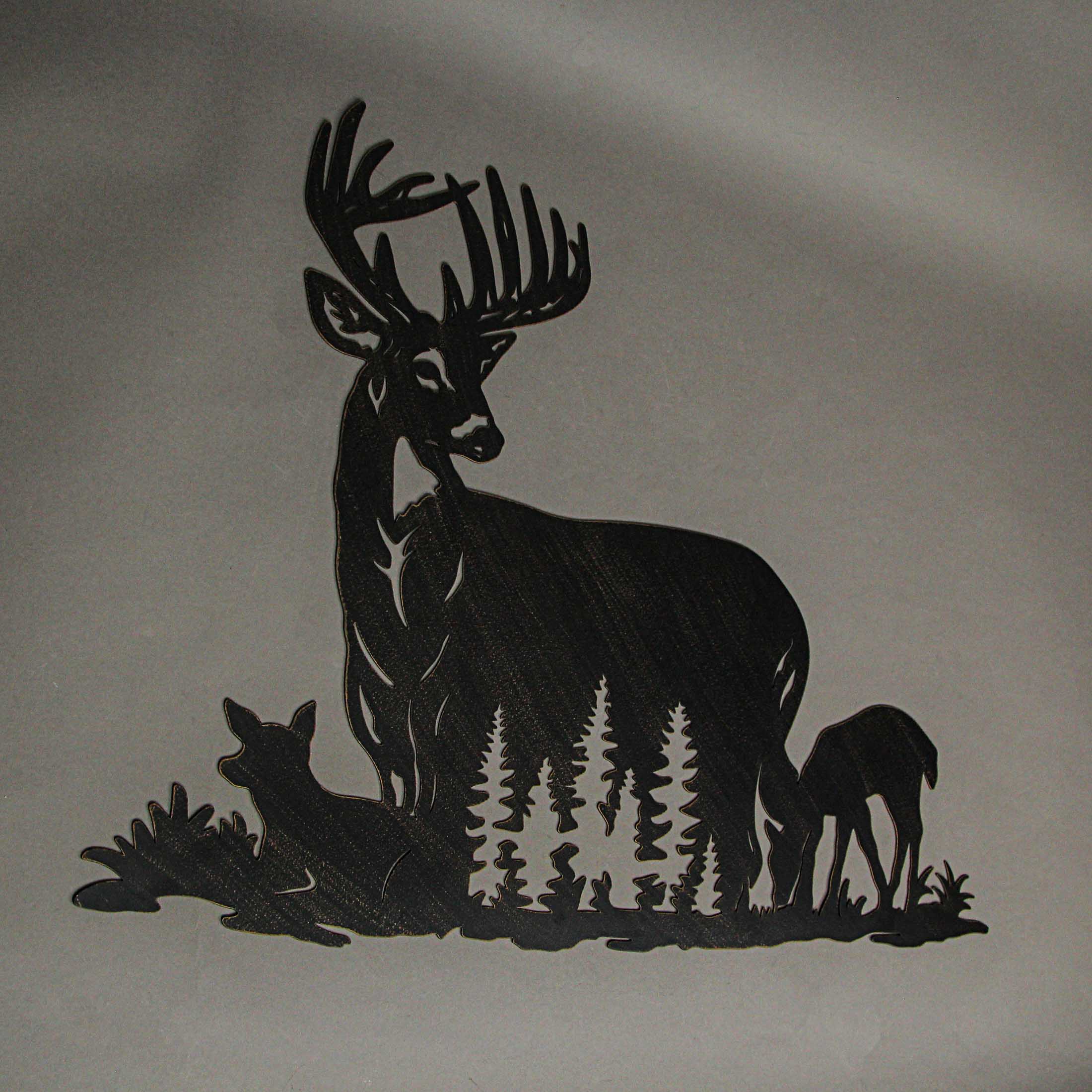 Black Laser Cut Metal Deer Family Wall Decor Rustic Cabin Home Decor Art Plaque - Image 9