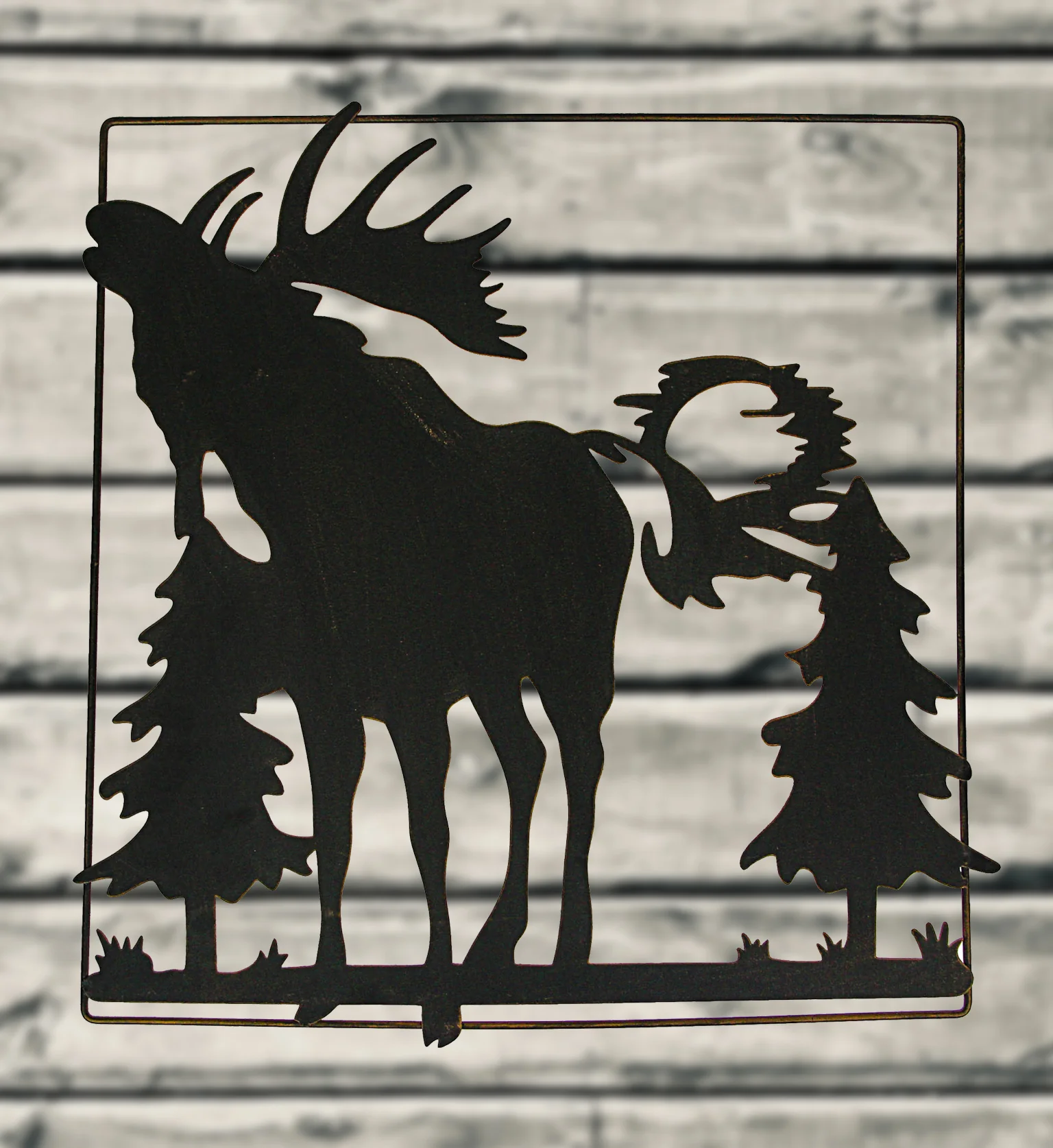 Set of 2 Laser-Cut Black Metal 18 Inch Moose Wall Hangings Rustic Cabin Lodge Decor Art - Image 4