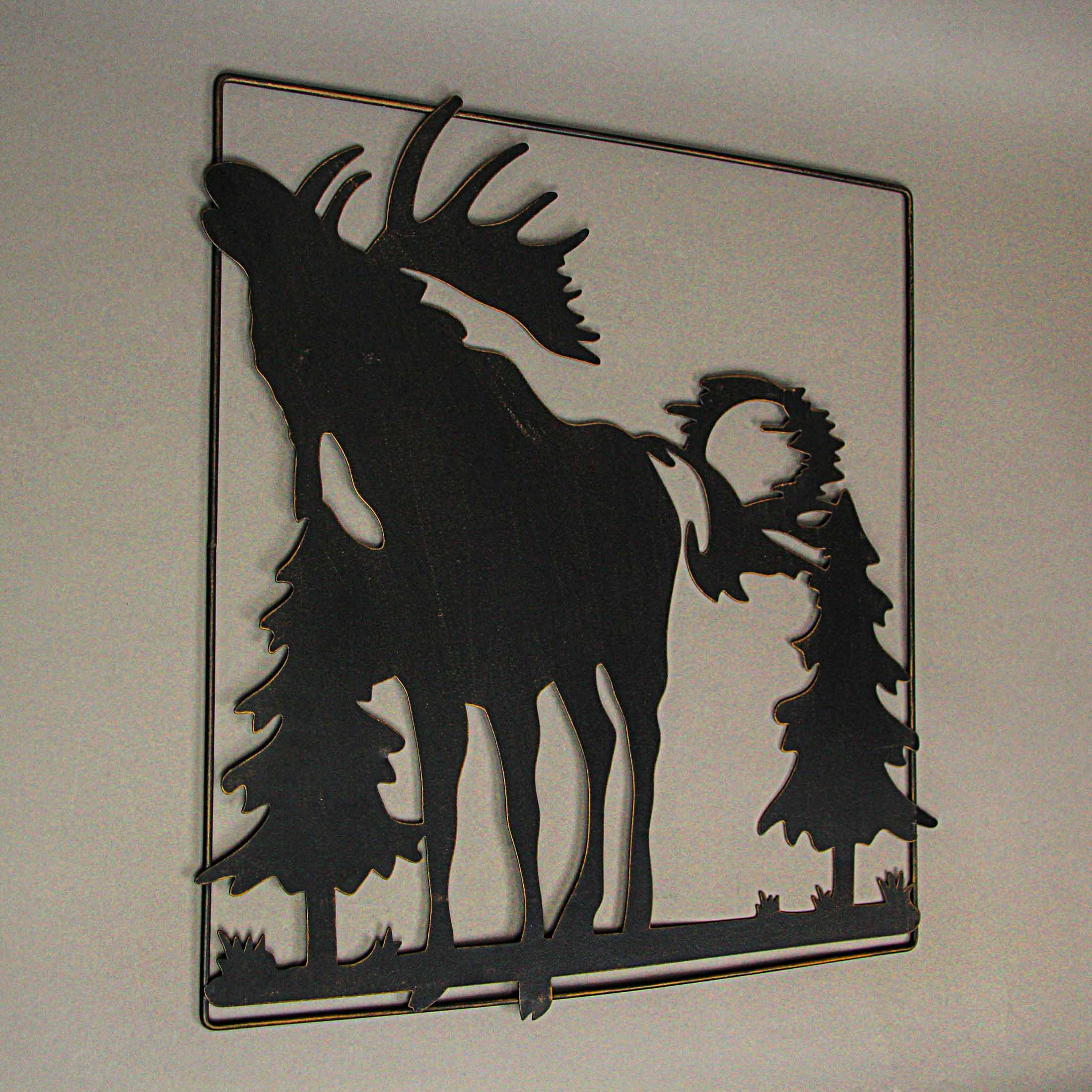 Set of 2 Laser-Cut Black Metal 18 Inch Moose Wall Hangings Rustic Cabin Lodge Decor Art - Image 9
