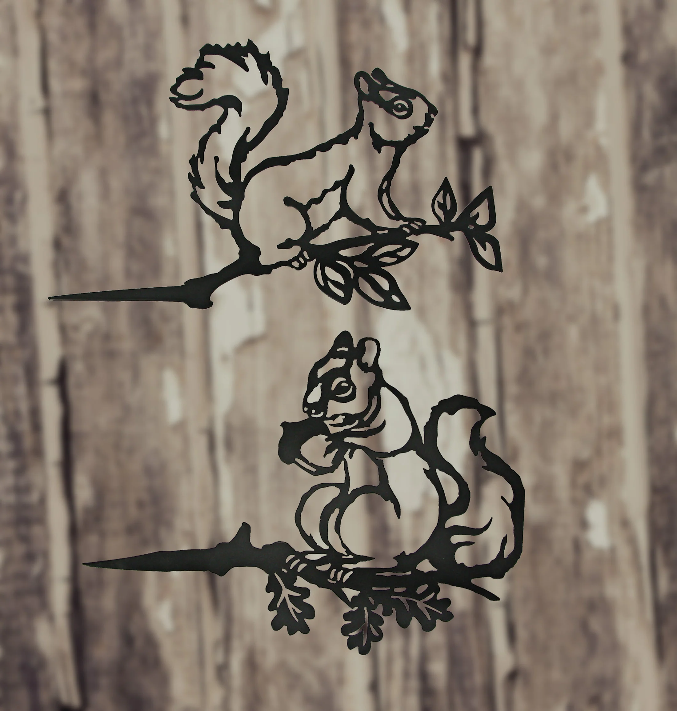 Set of 2 Black Metal 11 Inch Squirrel Tree Stakes Outdoor Yard Art Home Garden Fence Decor - Image 6