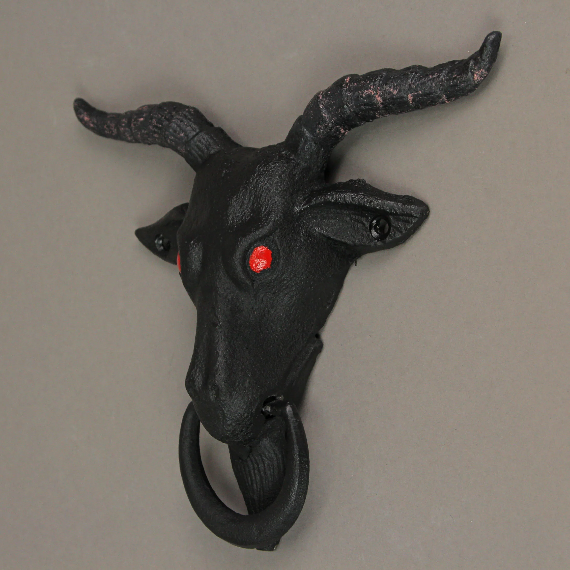 Black Enamel Cast Iron Baphomet Decorative Door Knocker Home Entrance Decor - Image 7