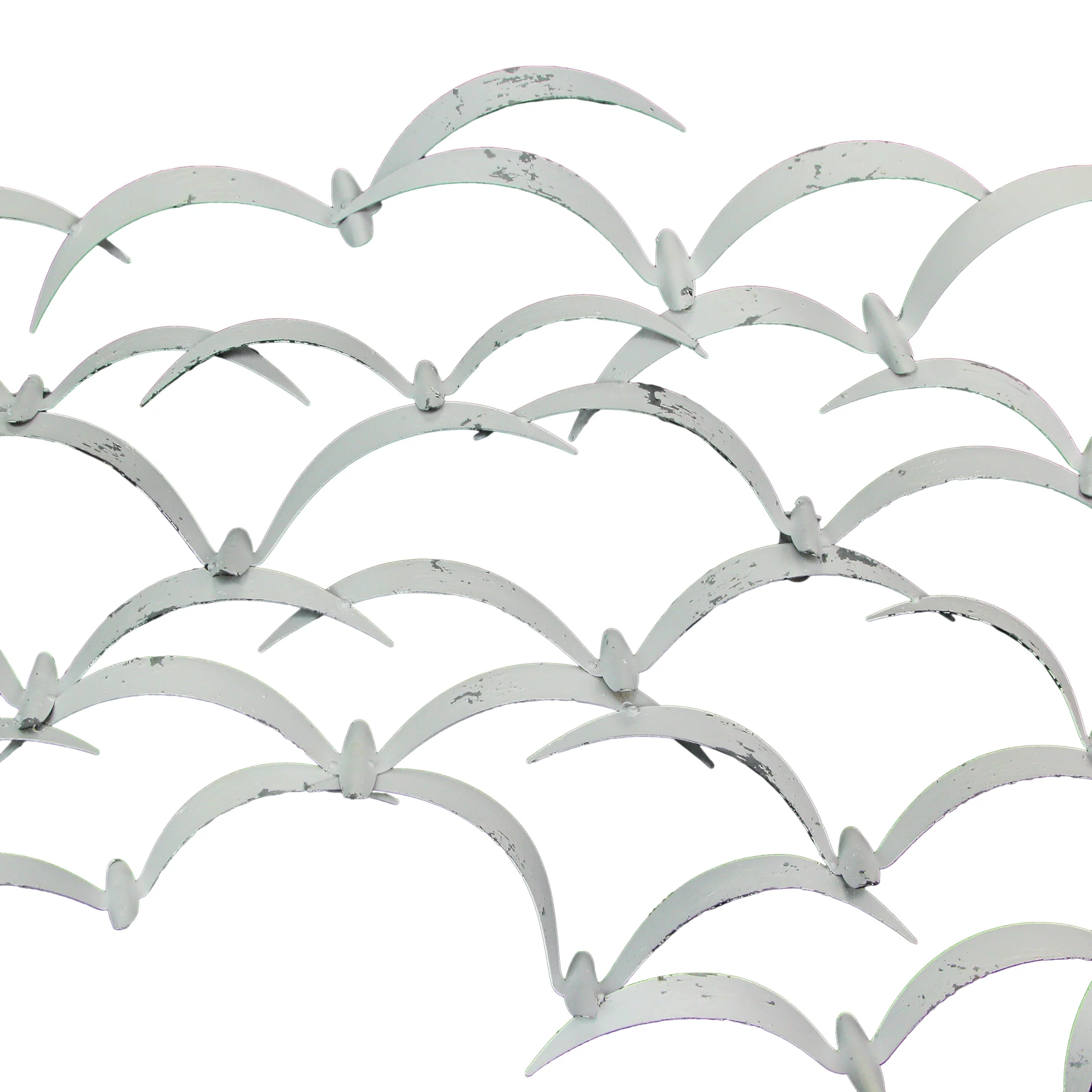 32 Inch White Metal Flock Of Birds Wall Art Modern Coastal Home Decor Sculpture - Image 3