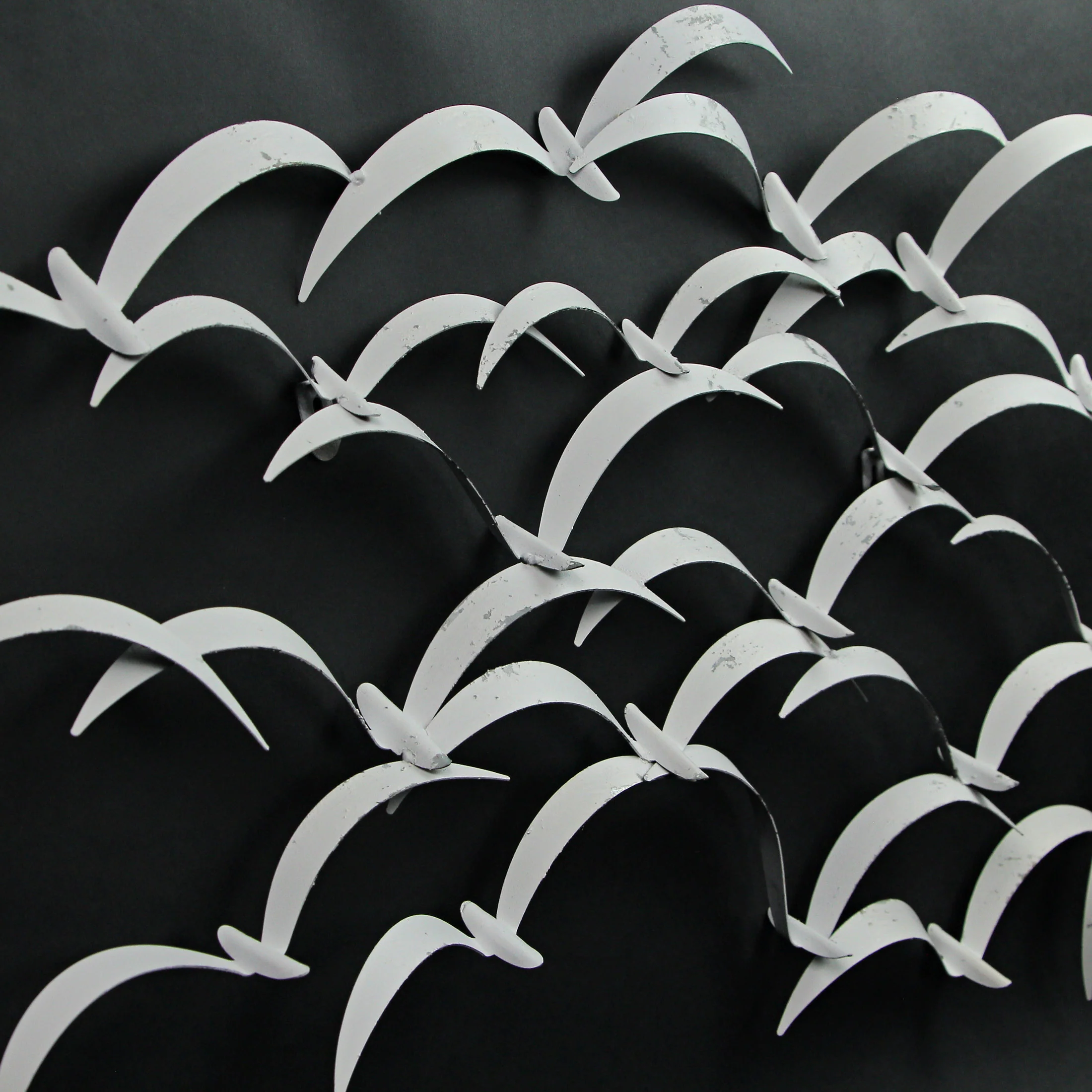 32 Inch White Metal Flock Of Birds Wall Art Modern Coastal Home Decor Sculpture - Image 7