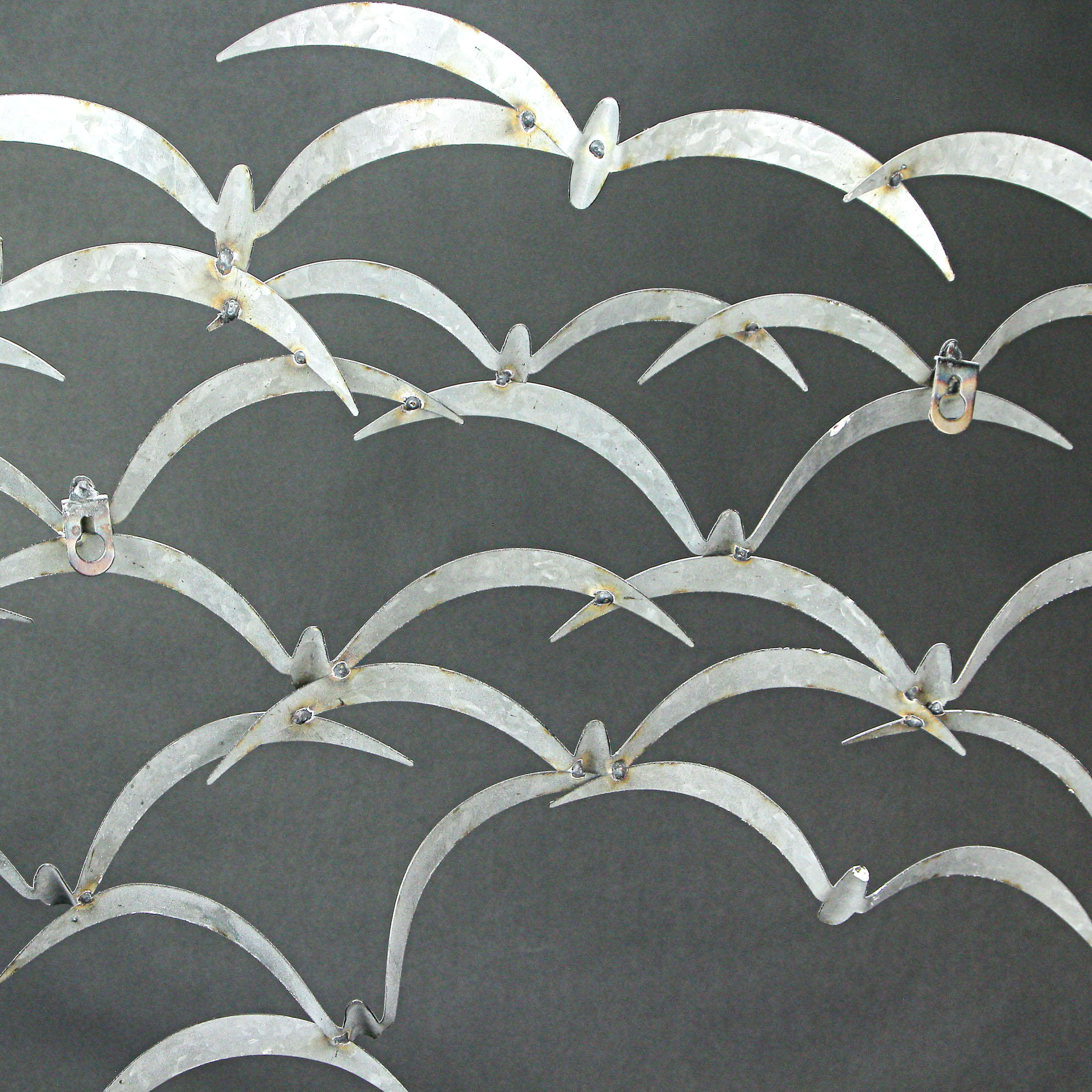 32 Inch White Metal Flock Of Birds Wall Art Modern Coastal Home Decor Sculpture - Image 8