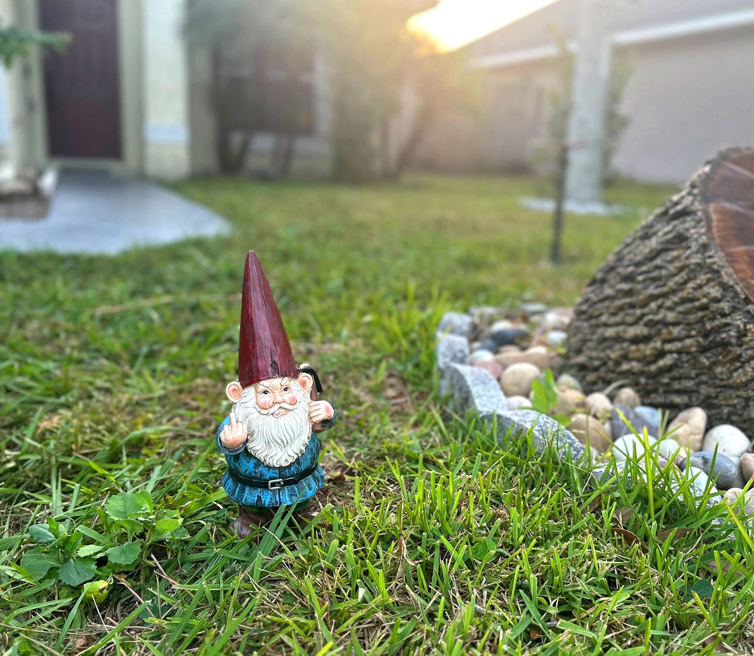12 Inch Tall Grumpy Gnome Middle Finger Garden Statue Home Decor Outdoor Greeter - Image 4