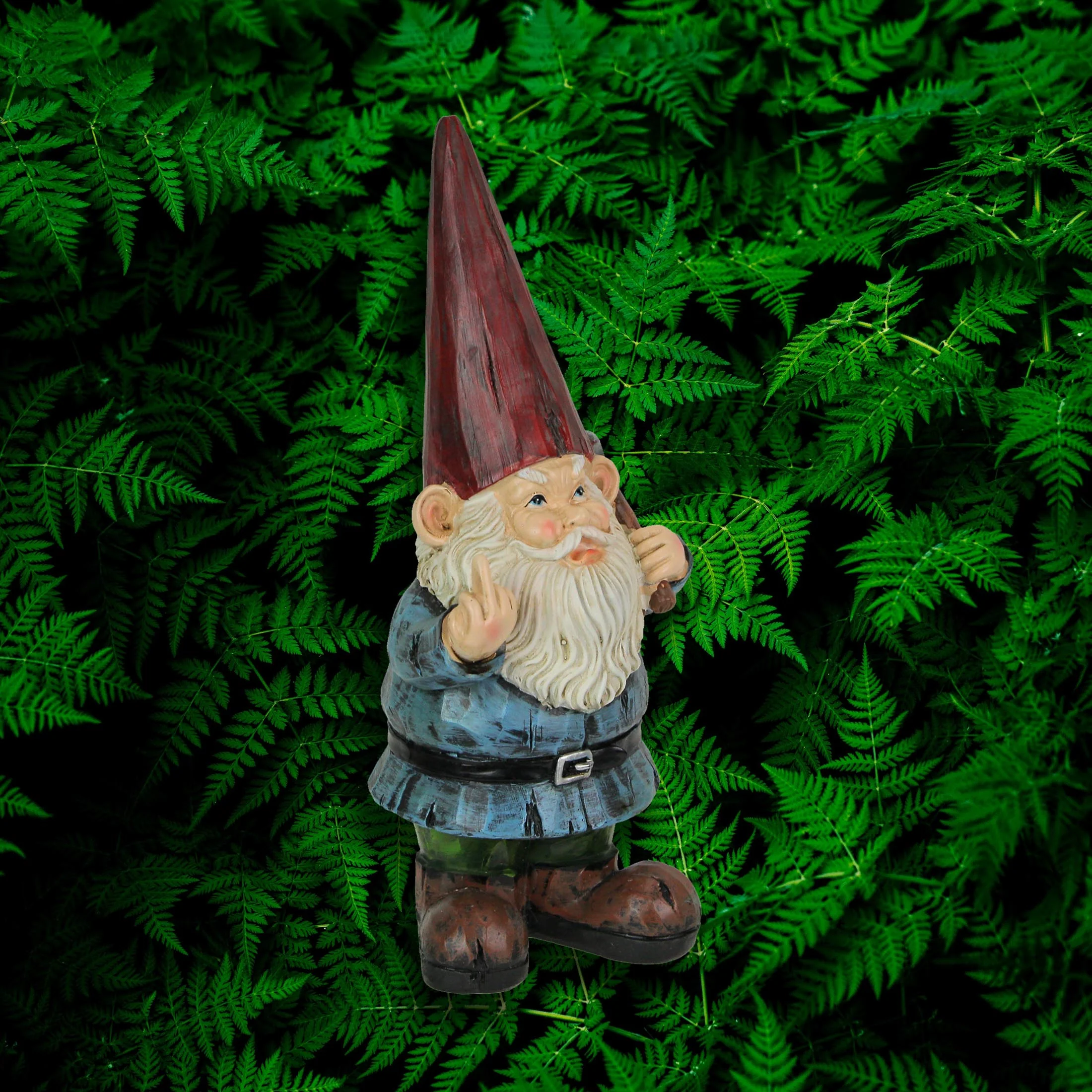 12 Inch Tall Grumpy Gnome Middle Finger Garden Statue Home Decor Outdoor Greeter - Image 5