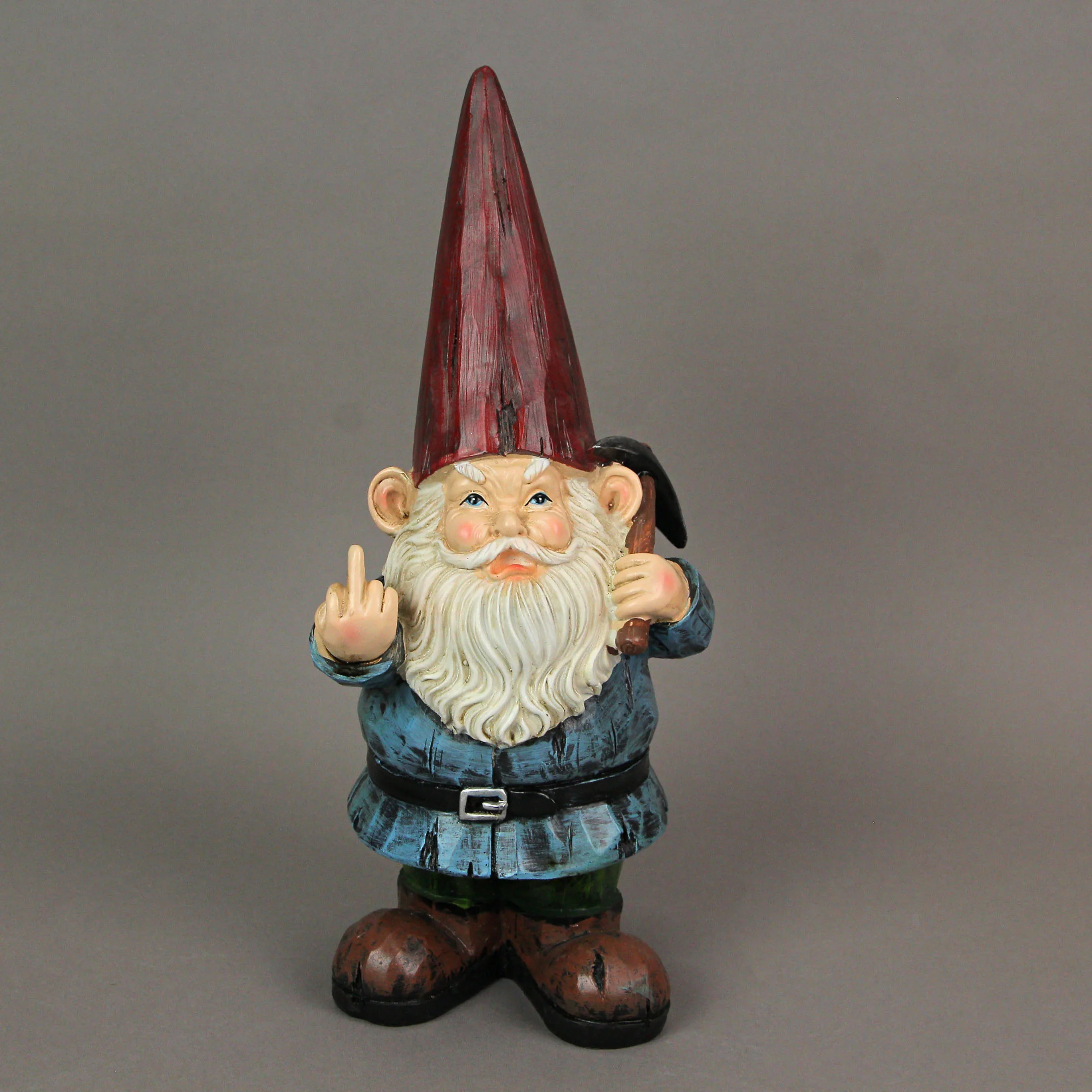 12 Inch Tall Grumpy Gnome Middle Finger Garden Statue Home Decor Outdoor Greeter - Image 7