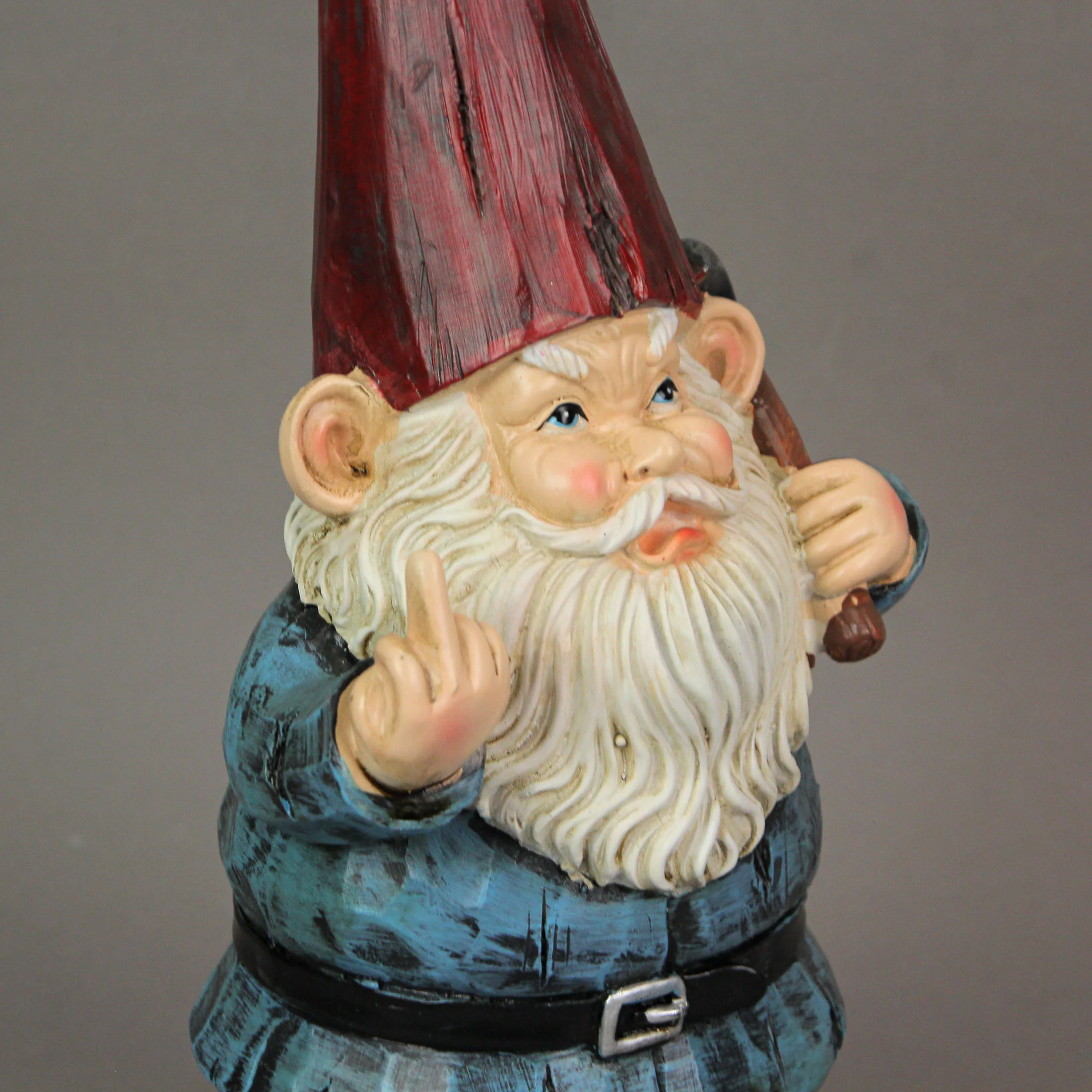12 Inch Tall Grumpy Gnome Middle Finger Garden Statue Home Decor Outdoor Greeter - Image 8