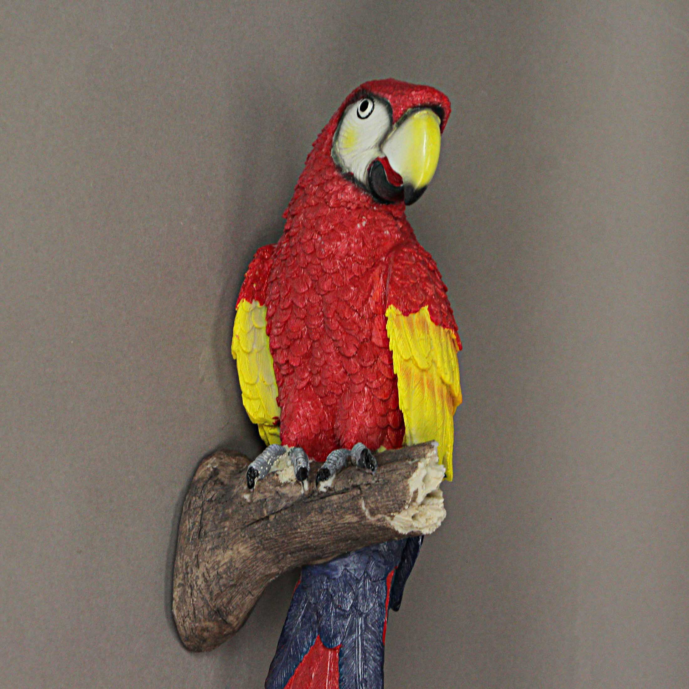 18 Inch Tropical Scarlet Macaw Parrot Wall Sculpture Bird Home Decor Art - Image 7