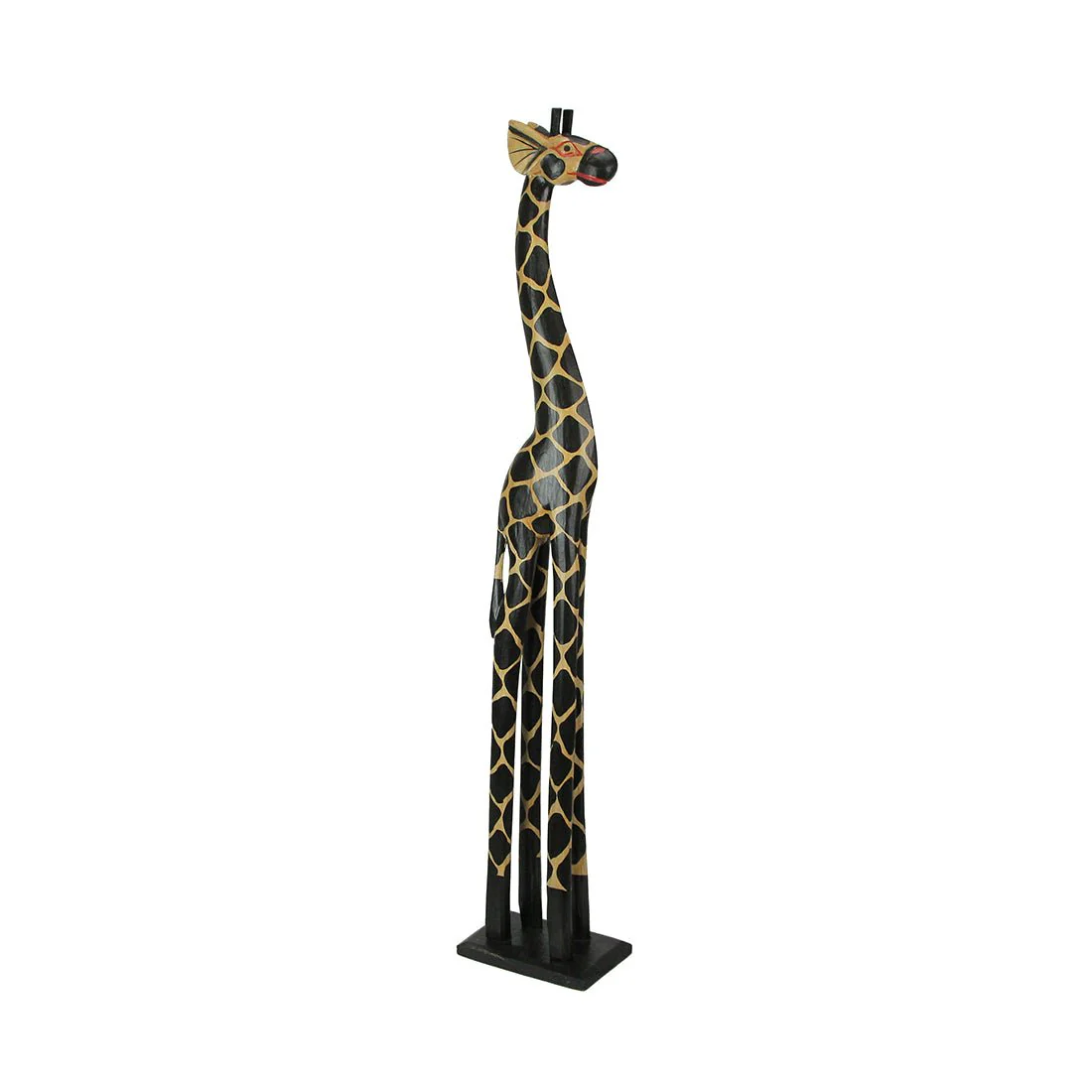 36-Inch Hand-Carved Wooden African Statues - Exquisite Zebra and Giraffe Sculptures - Indigenous Indonesia Art Decor - Elegant Home Figurines Set - Image 10