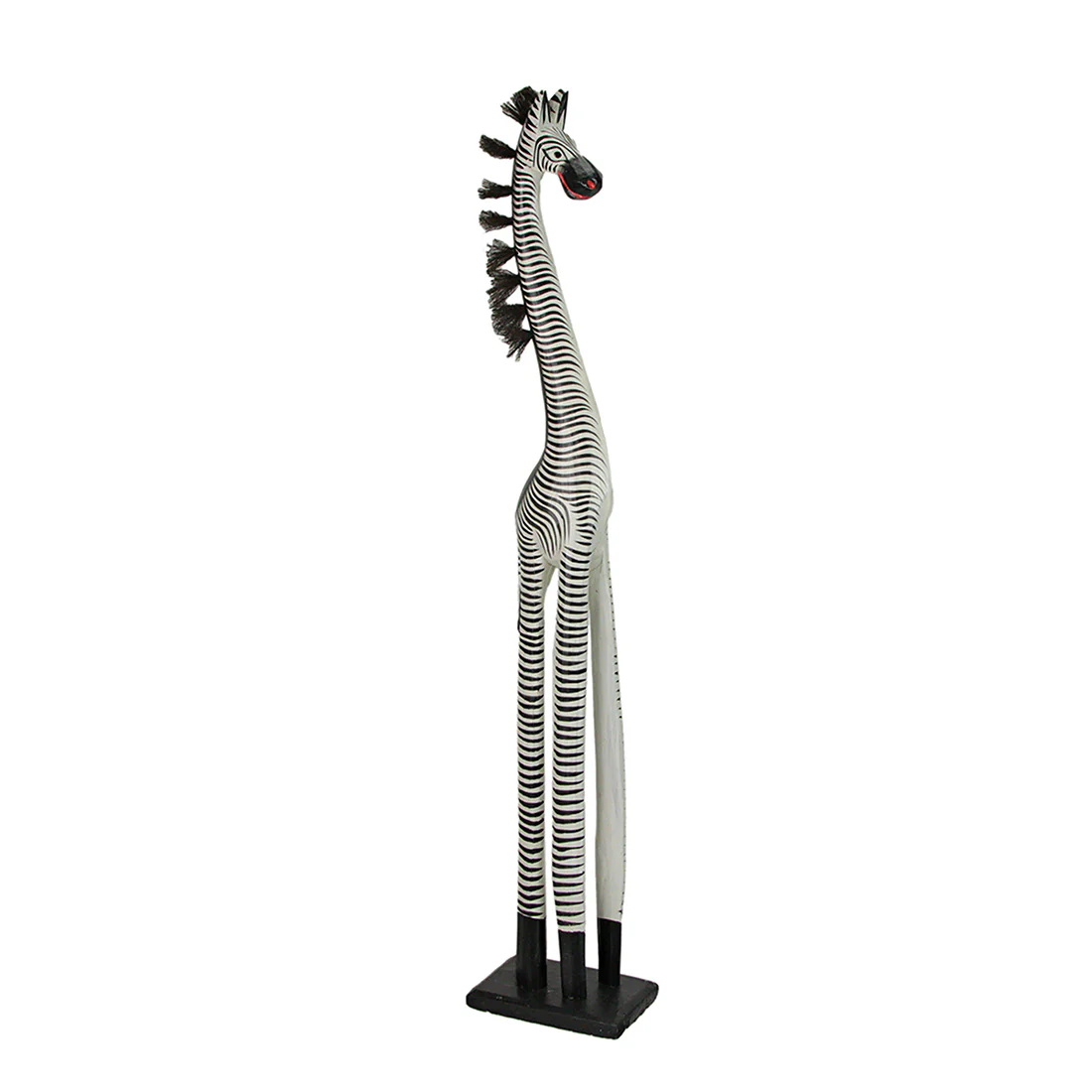 36-Inch Hand-Carved Wooden African Statues - Exquisite Zebra and Giraffe Sculptures - Indigenous Indonesia Art Decor - Elegant Home Figurines Set - Image 11