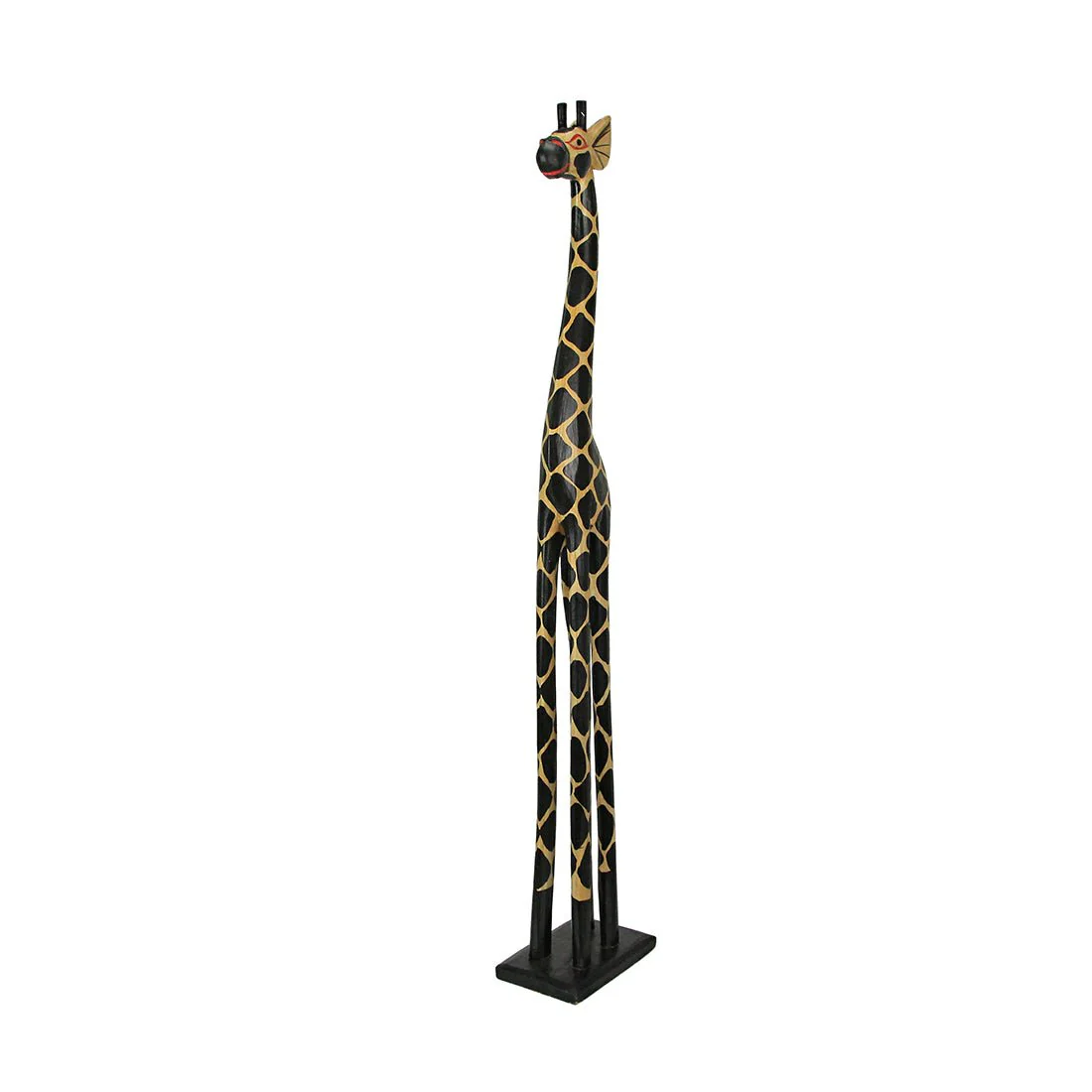 36-Inch Hand-Carved Wooden African Statues - Exquisite Zebra and Giraffe Sculptures - Indigenous Indonesia Art Decor - Elegant Home Figurines Set - Image 12