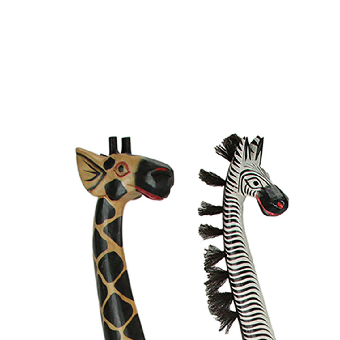 36-Inch Hand-Carved Wooden African Statues - Exquisite Zebra and Giraffe Sculptures - Indigenous Indonesia Art Decor - Elegant Home Figurines Set - Image 16